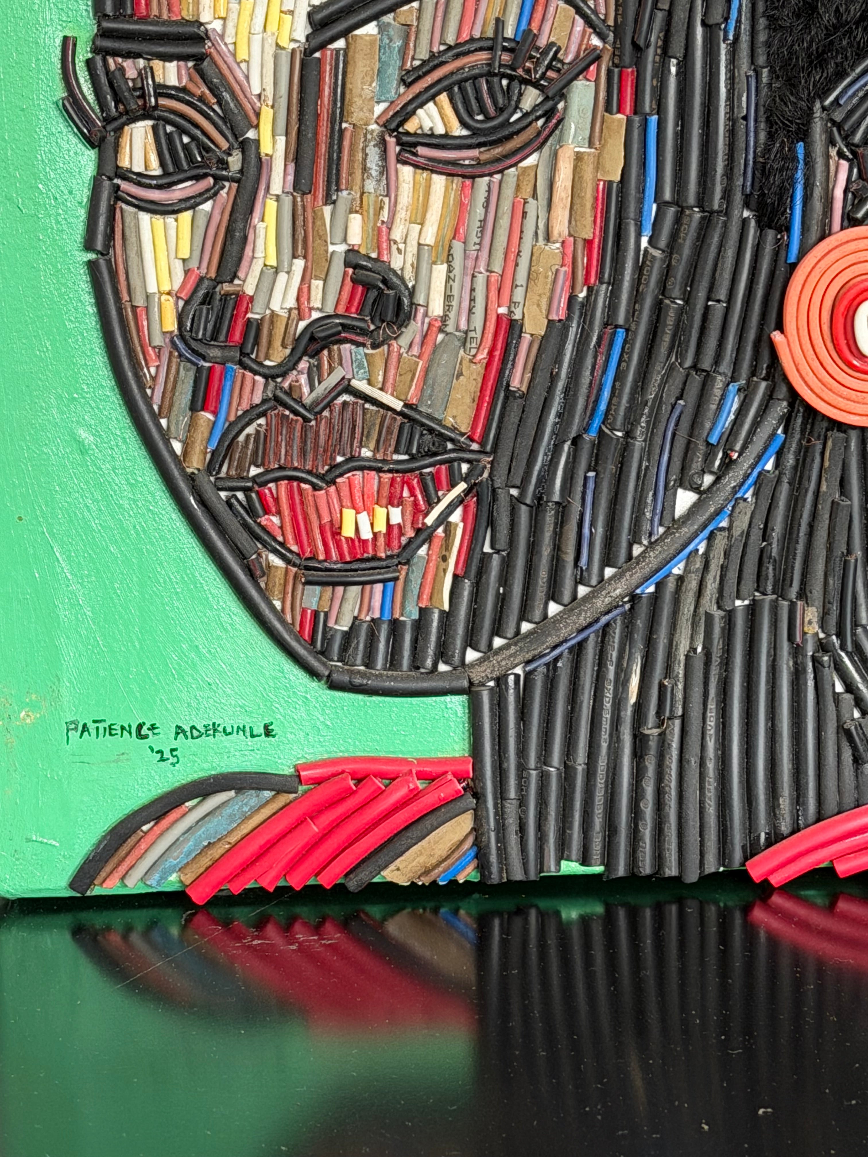 "Convergence of Strength" Electronic Cable on Canvas by Patience Adekunle.