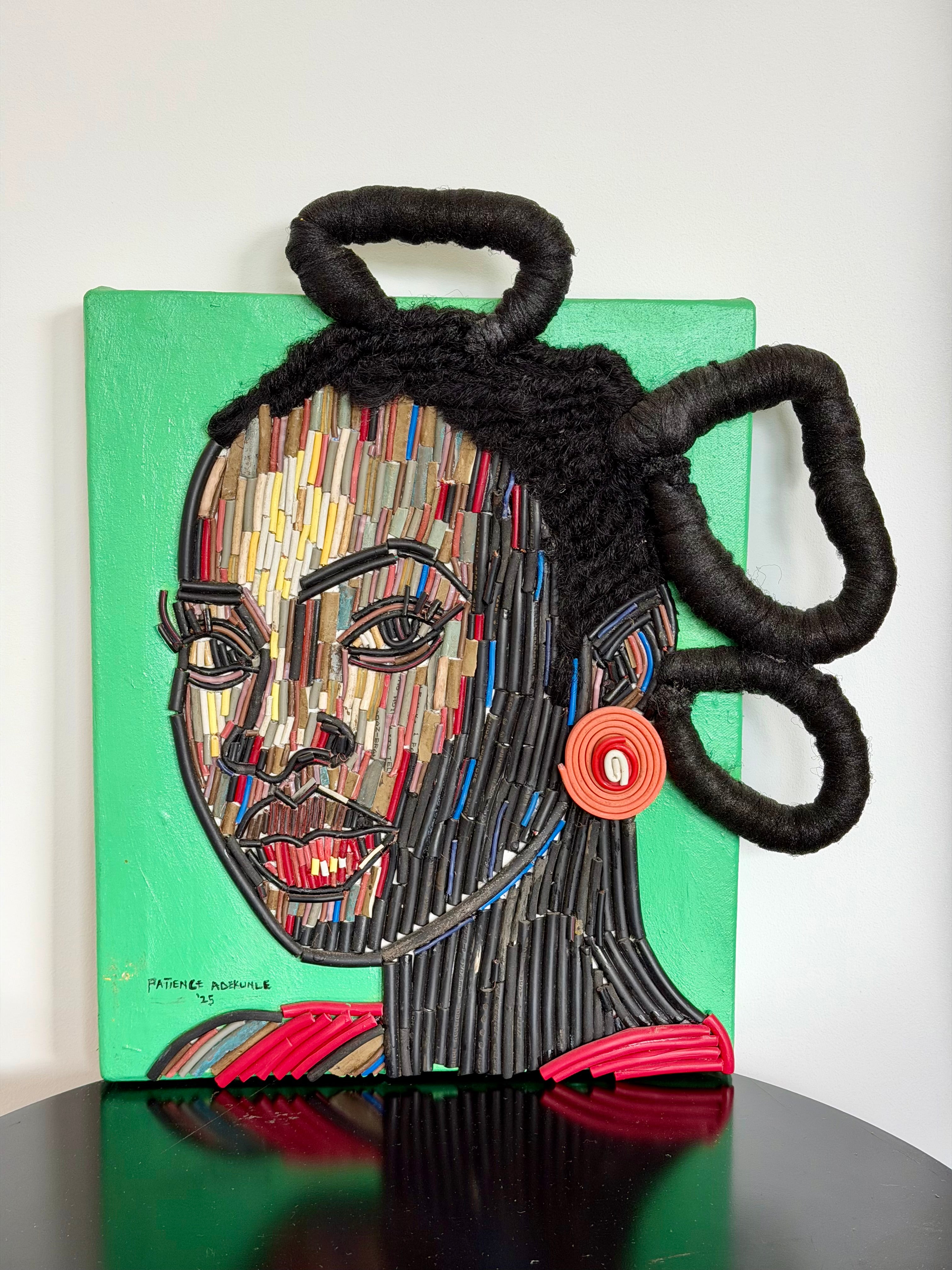 "Convergence of Strength" Electronic Cable on Canvas by Patience Adekunle.