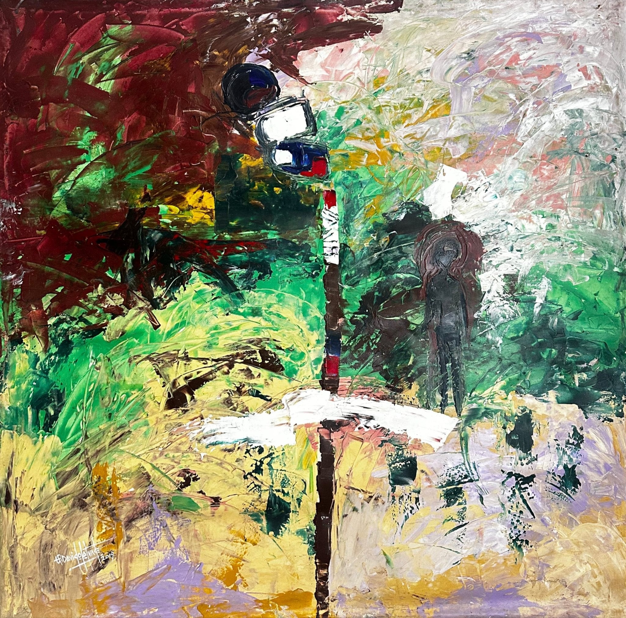 'Anxiety' 119 x 122cm Abstract - Bibianna African Art Collective