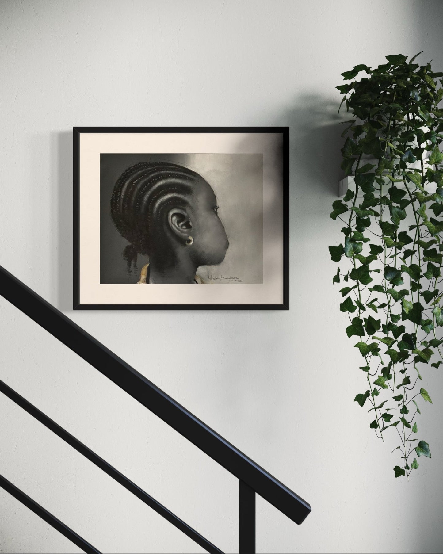 "Ewa" Young Girl With Earring, Acrylic on Canvas - Bibianna African Art Collective