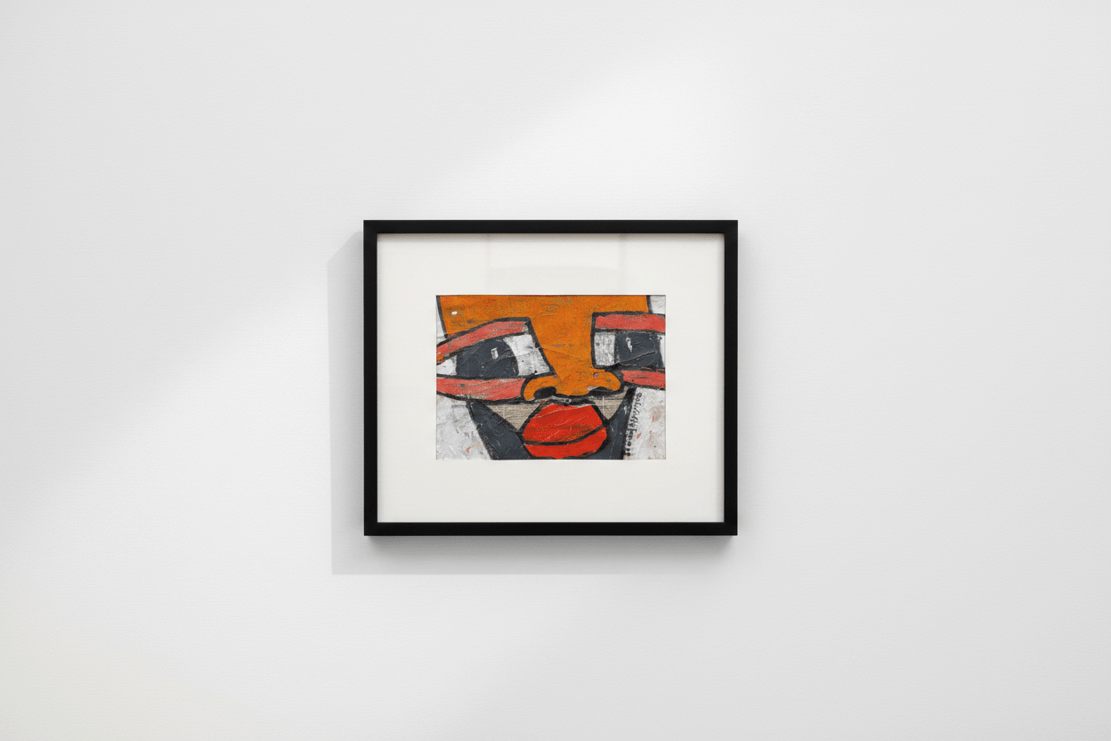 "Faces on Newsprint" in Orange & Red by Akhile Ehiforia - Bibianna African Art Collective