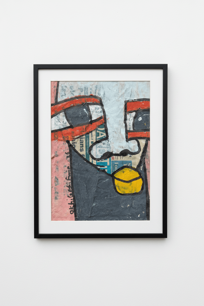 "Faces on Newsprint" in Rose & Scarlet by Akhile Ehiforia - Bibianna African Art Collective