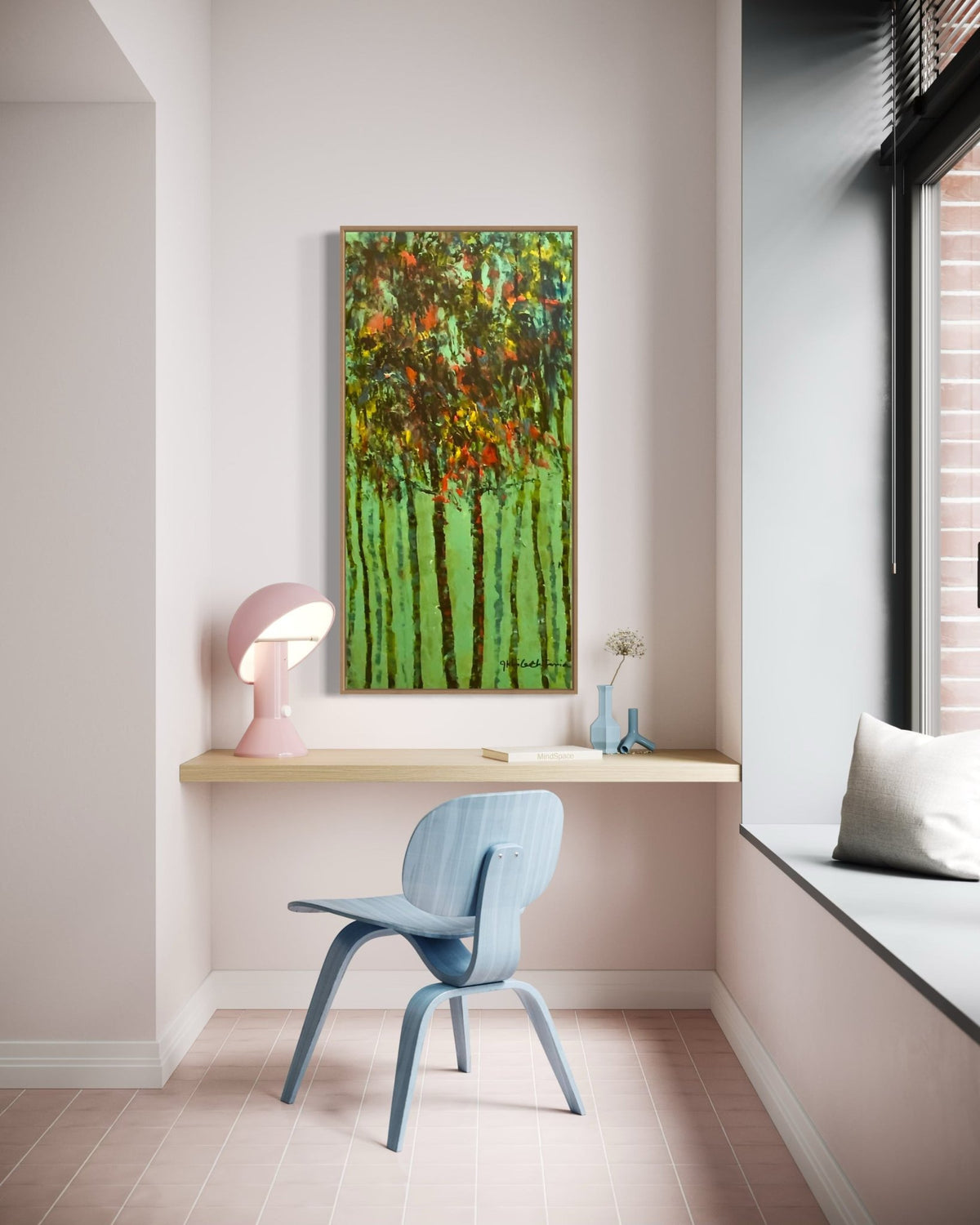 "Growth Series" II in Green, Mustard by Akhile Ehiforia - Bibianna African Art Collective