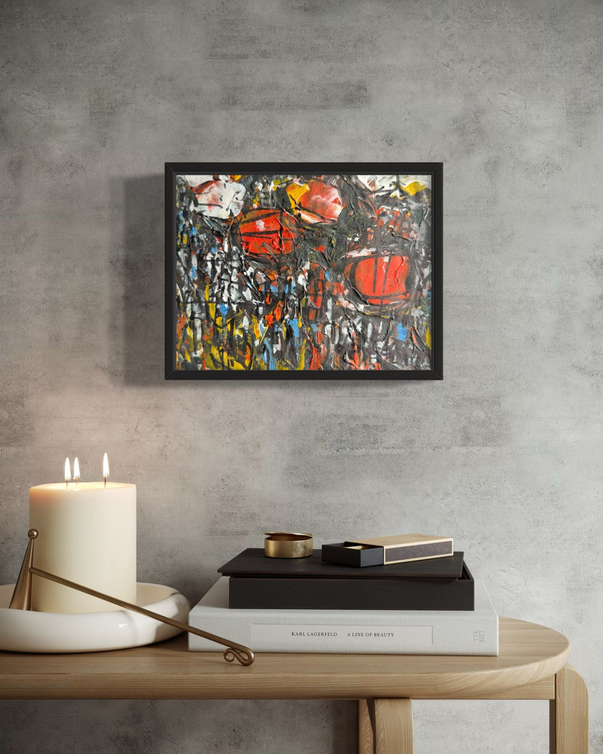 "Making Our Way Home" in Red & Charcoal by Akhile Ehiforia - Bibianna African Art Collective