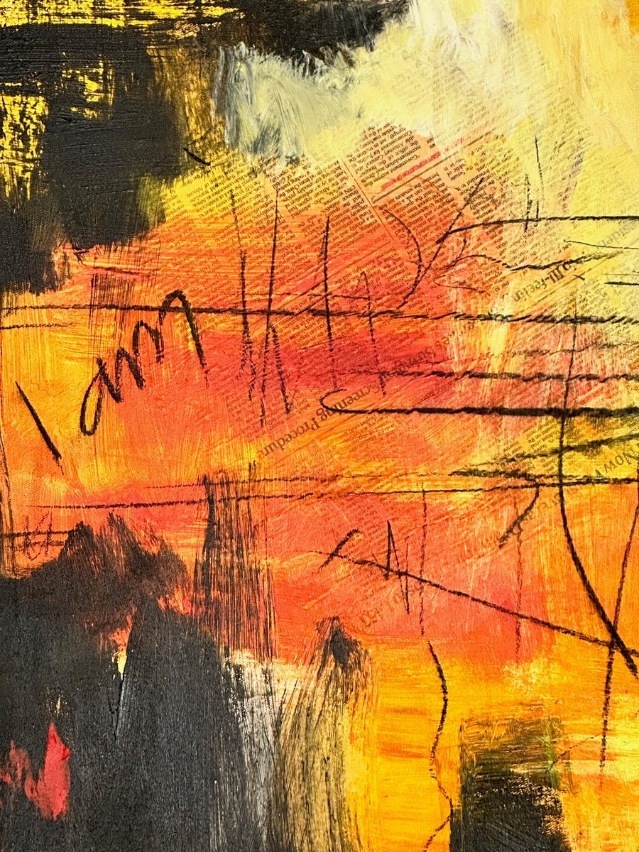 Mixed Media Abstract painting "Suffering and Smiling" by Kehinde Badmus - Bibianna African Art Collective