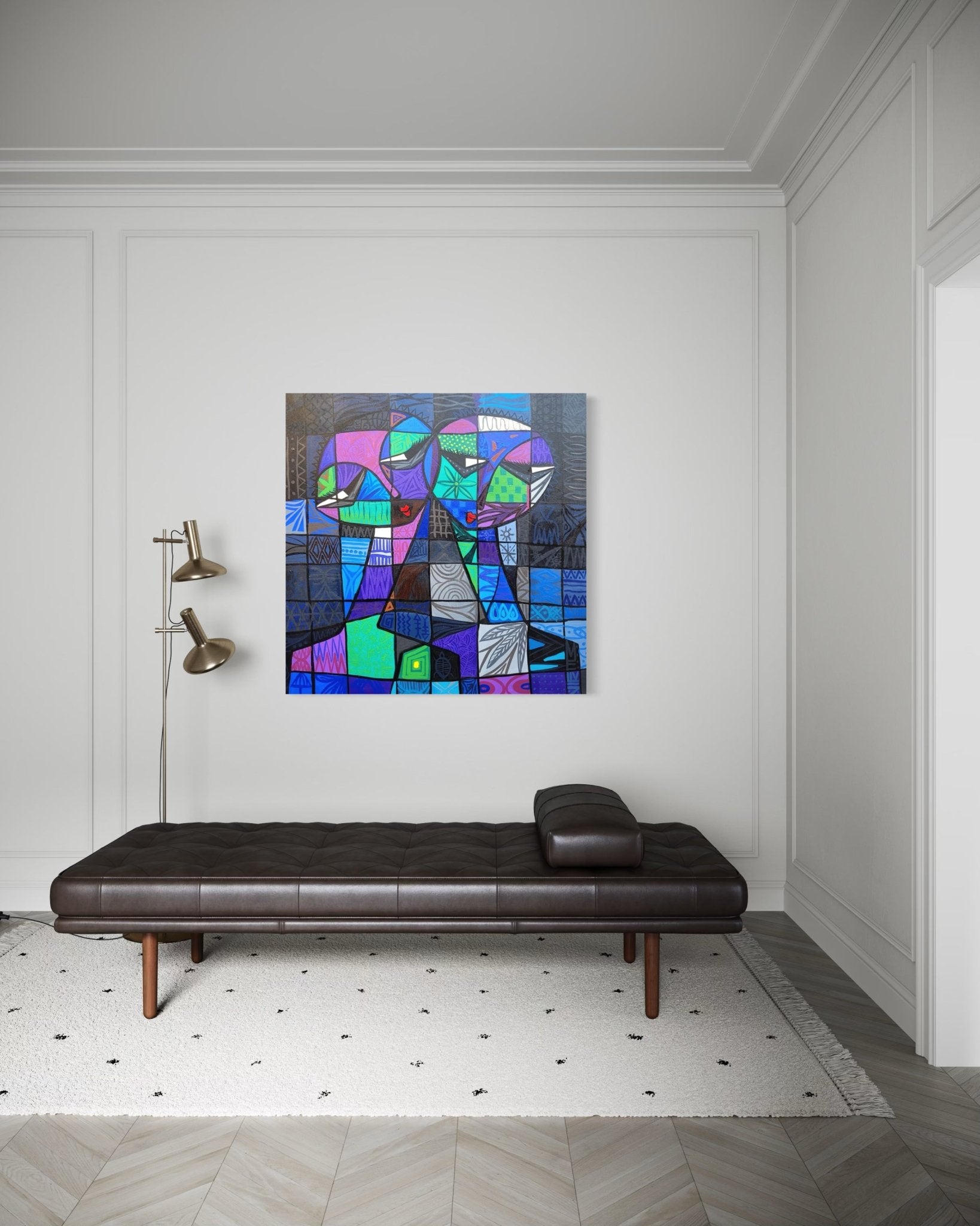 Original Cubist Painting - Bibianna African Art Collective