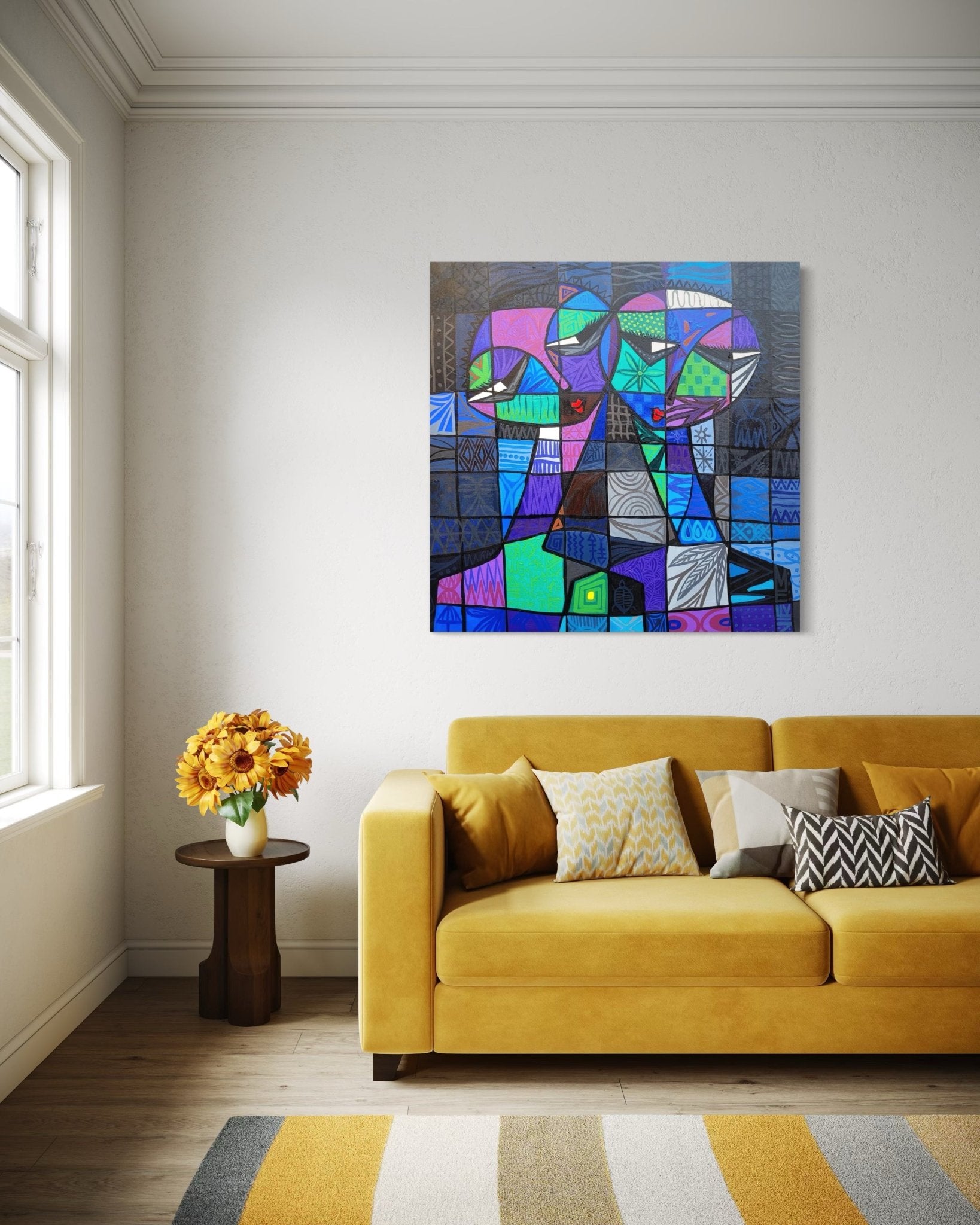 Original Cubist Painting - Bibianna African Art Collective