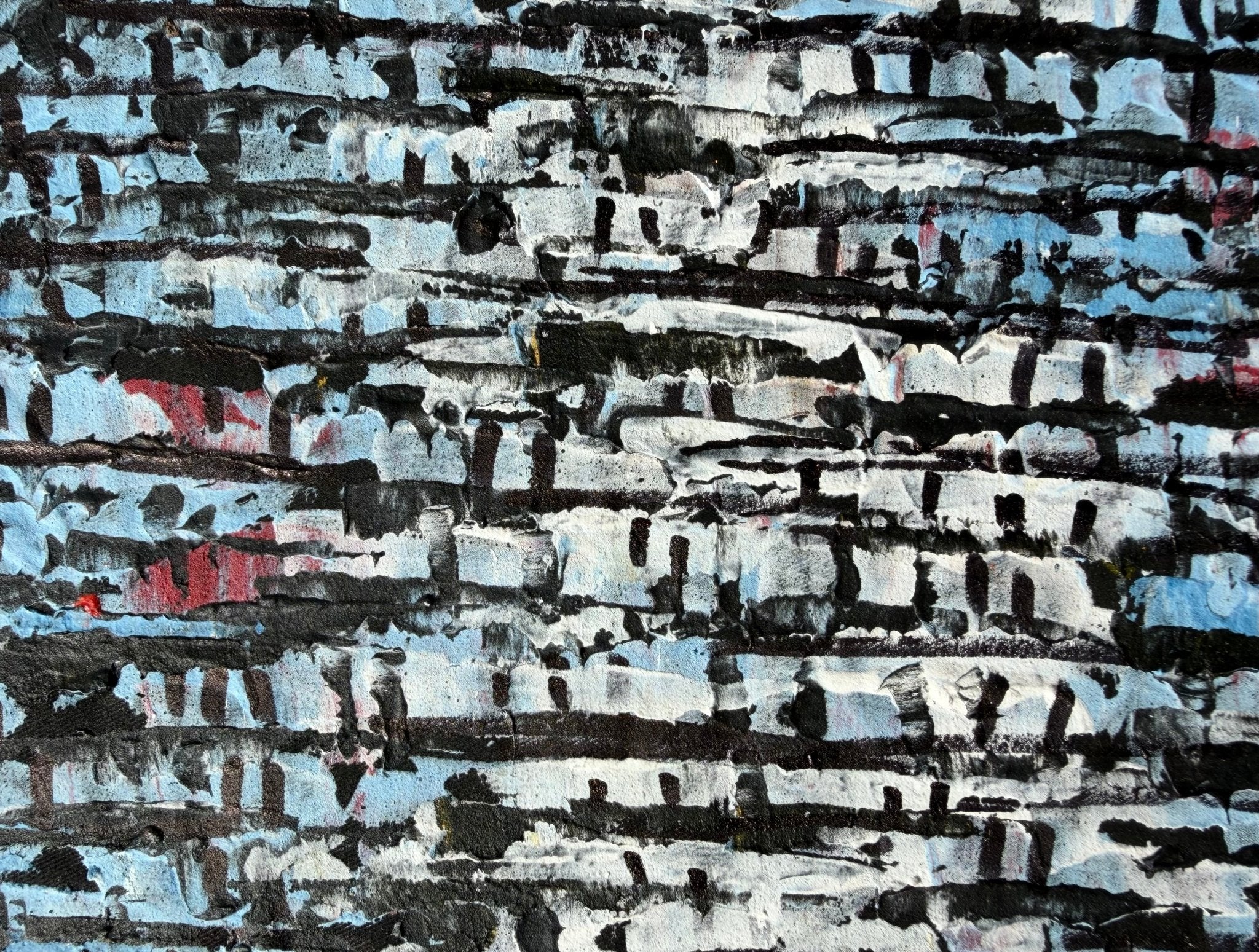 "Rooftops Series" in Blue & White by Akhile Ehiforia - Bibianna African Art Collective