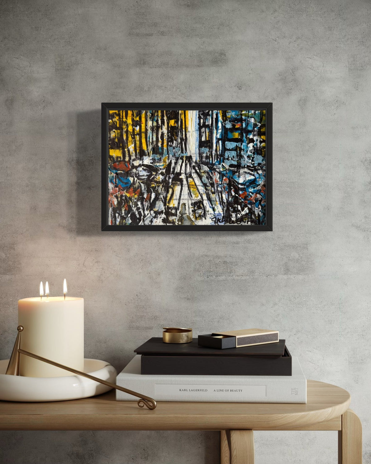 "Rooftops Series" in Yellow & Blue by Akhile Ehiforia - Bibianna African Art Collective