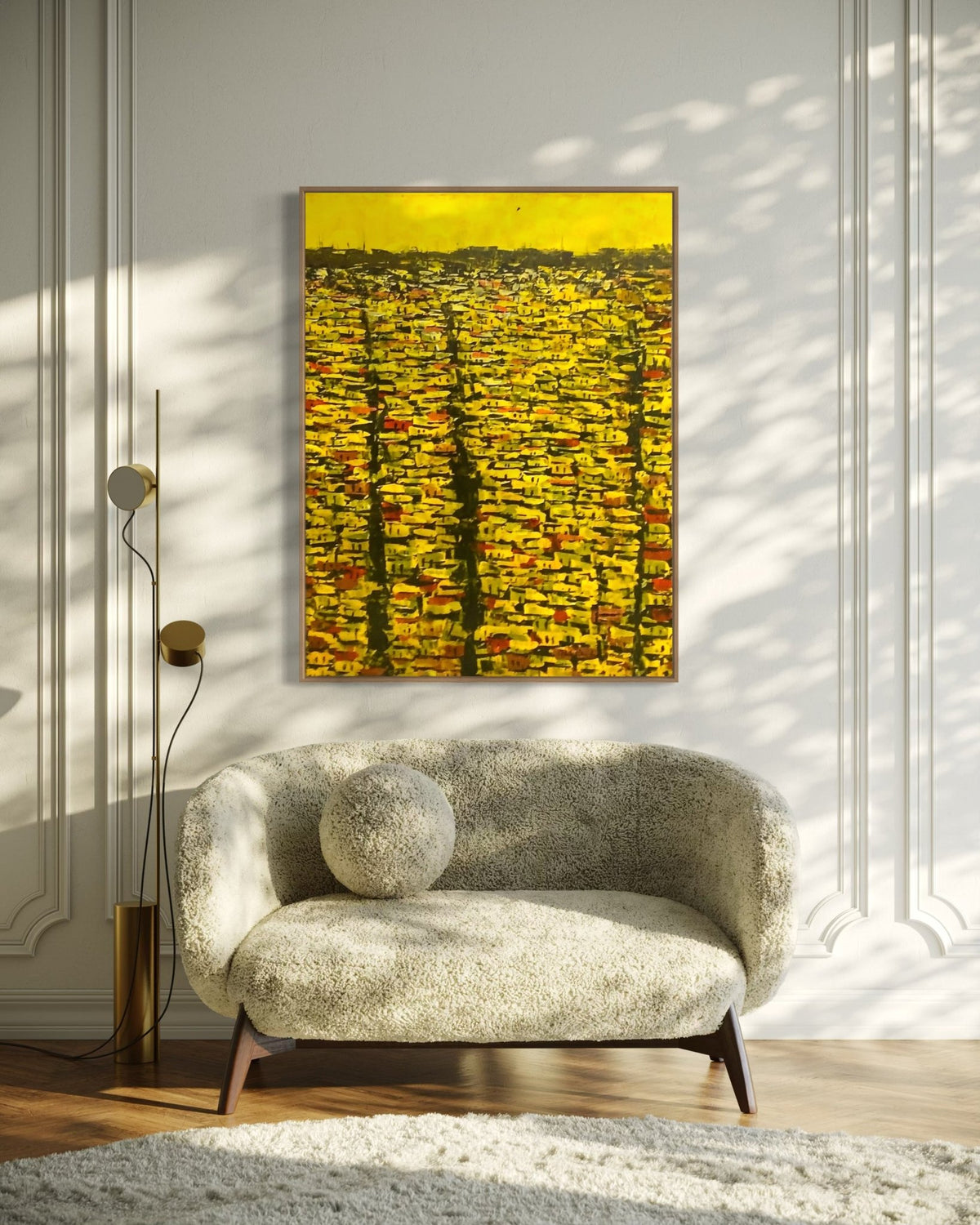 "Rooftops Series" in Yellow by Akhile Ehiforia - Bibianna African Art Collective