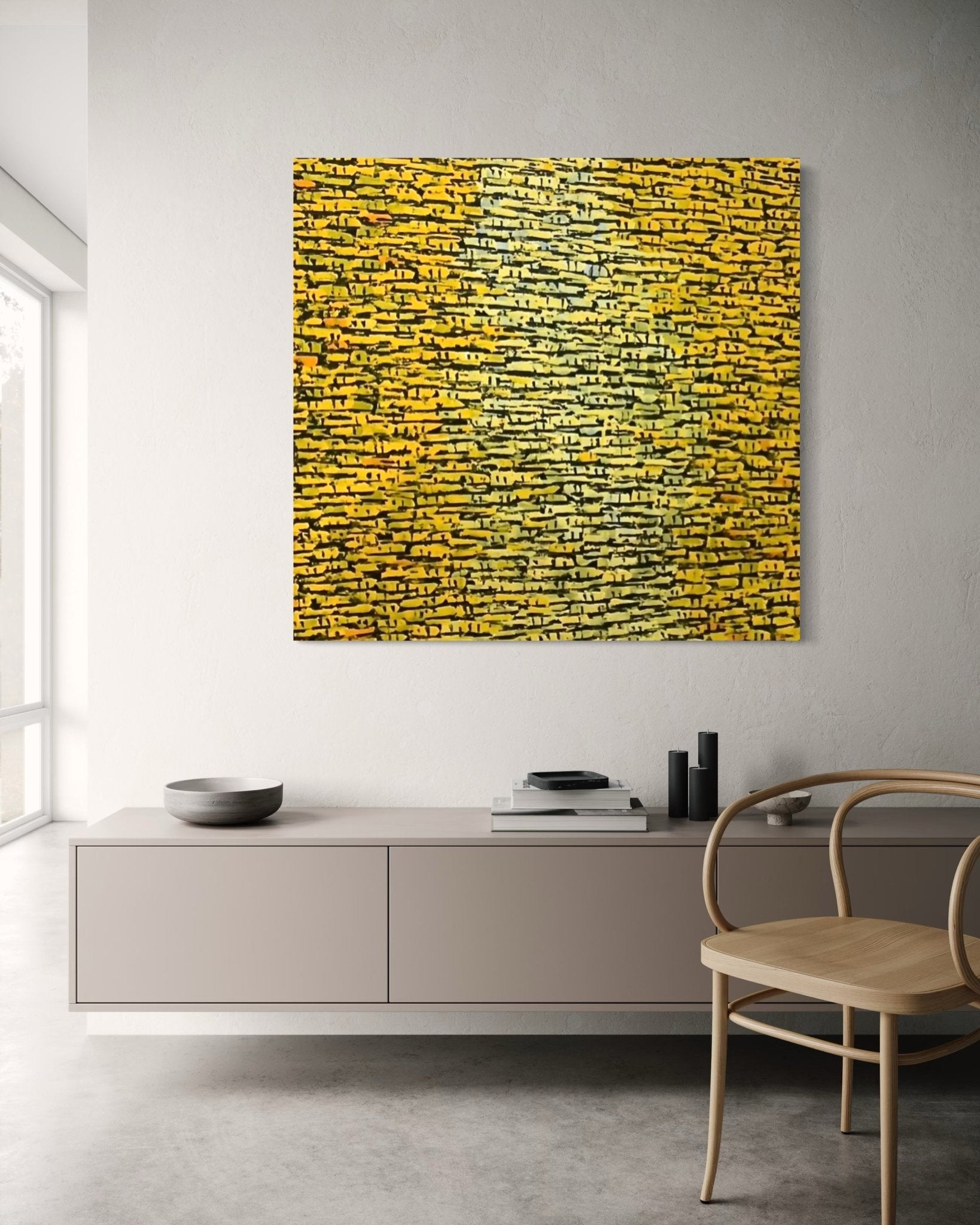 "Rooftops Series" In Yellow By Akhile Ehiforia - Bibianna African Art Collective