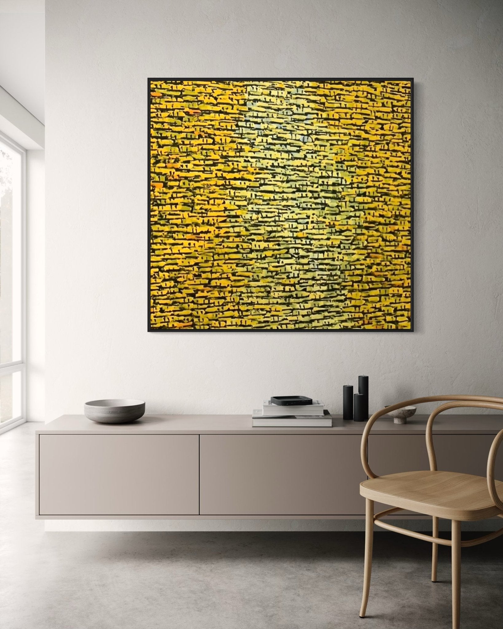 "Rooftops Series" In Yellow By Akhile Ehiforia - Bibianna African Art Collective