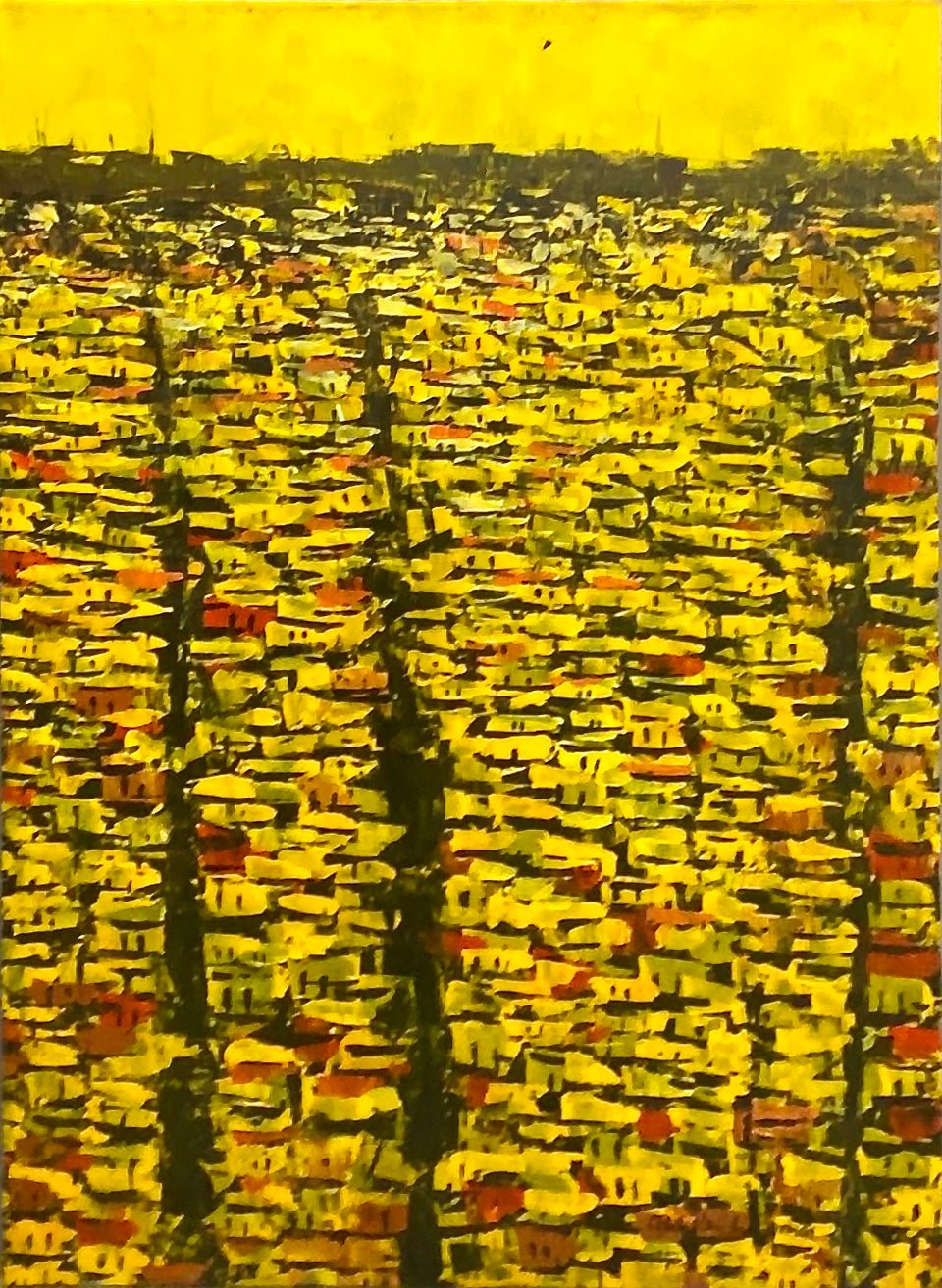 "Rooftops Series" in Yellow by Akhile Ehiforia - Bibianna African Art Collective