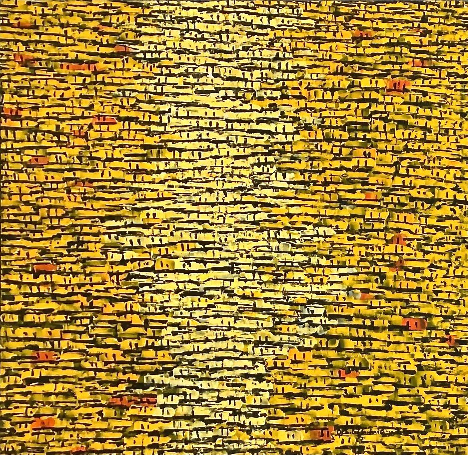 "Rooftops Series" in Yellow/Gold II by Akhile Ehiforia - Bibianna African Art Collective