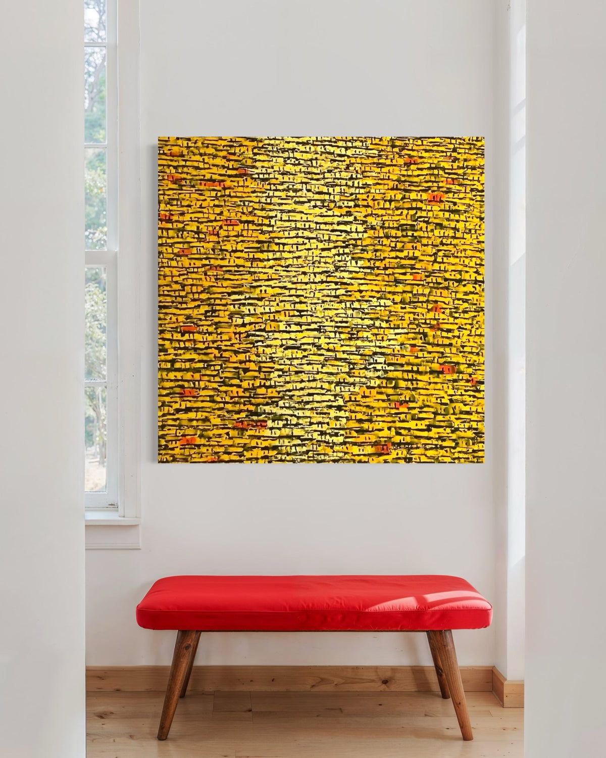 "Rooftops Series" in Yellow/Gold II by Akhile Ehiforia - Bibianna African Art Collective