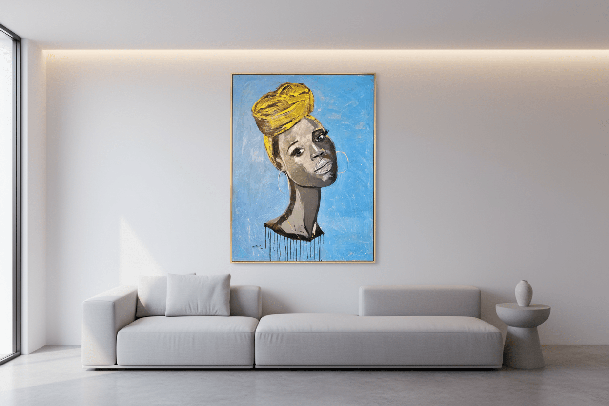 "Saffron Gaze" Portrait By Isaiah - Bibianna African Art Collective