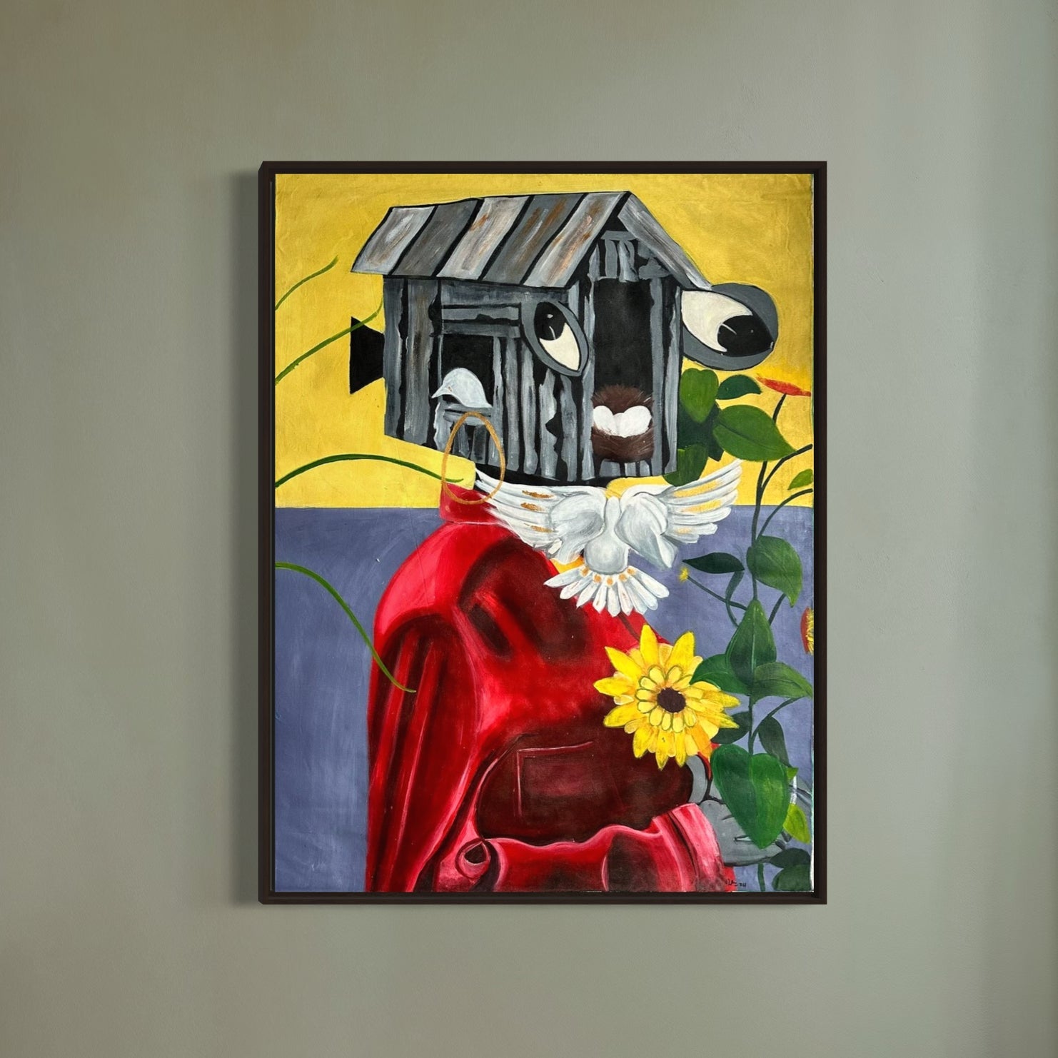 Surreal African Folk Art with Nature and Symbolism, 'I'm Home' - Bibianna African Art Collective
