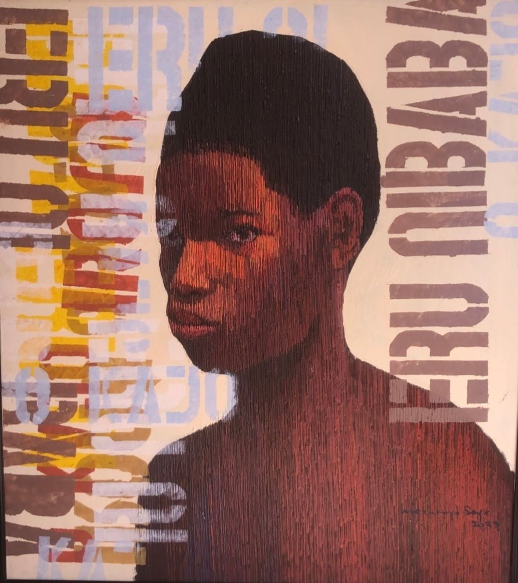 Textured Mixed Media 'My Story' by Seye - Bibianna African Art Collective