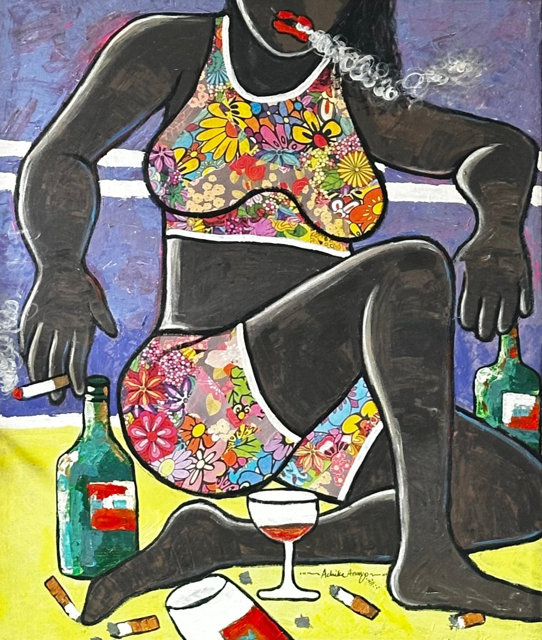 "The addict" 90 x 75cm Mixed Media - Bibianna African Art Collective