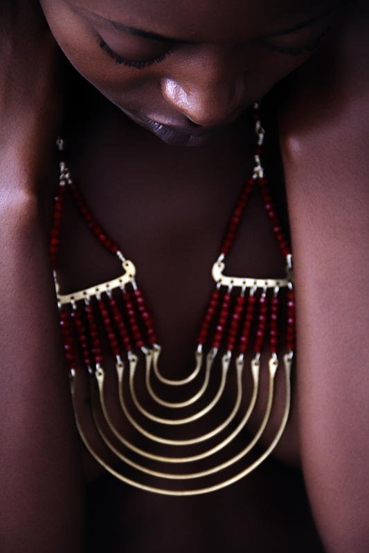 Shop stylish handmade Jewellery by African designer Ariaba. Made with gemstones and 14k gold plated wire - Bibianna African Art Collective