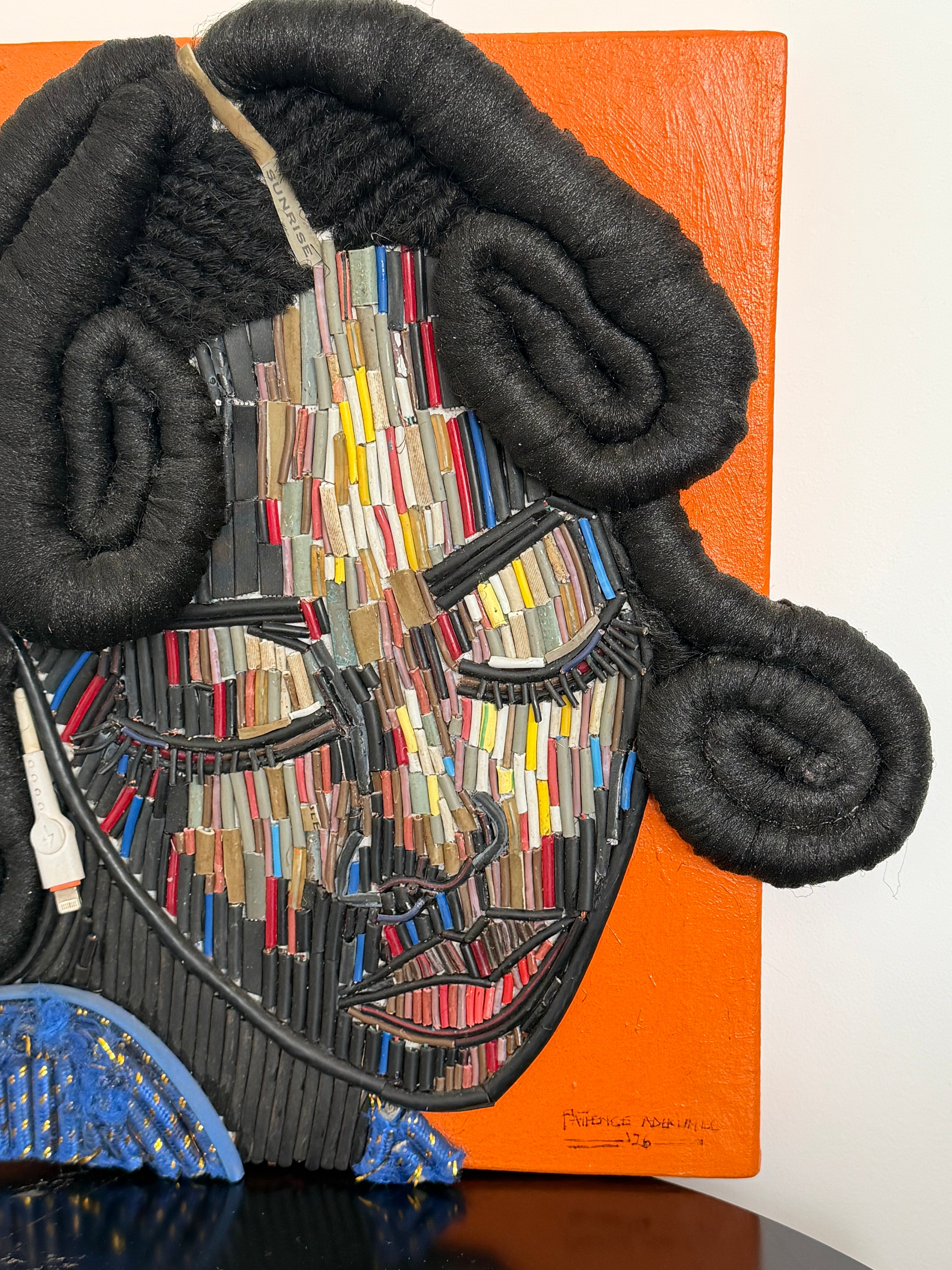 "Steel Like Her" Electronic Cable on Canvas by Patience Adekunle.