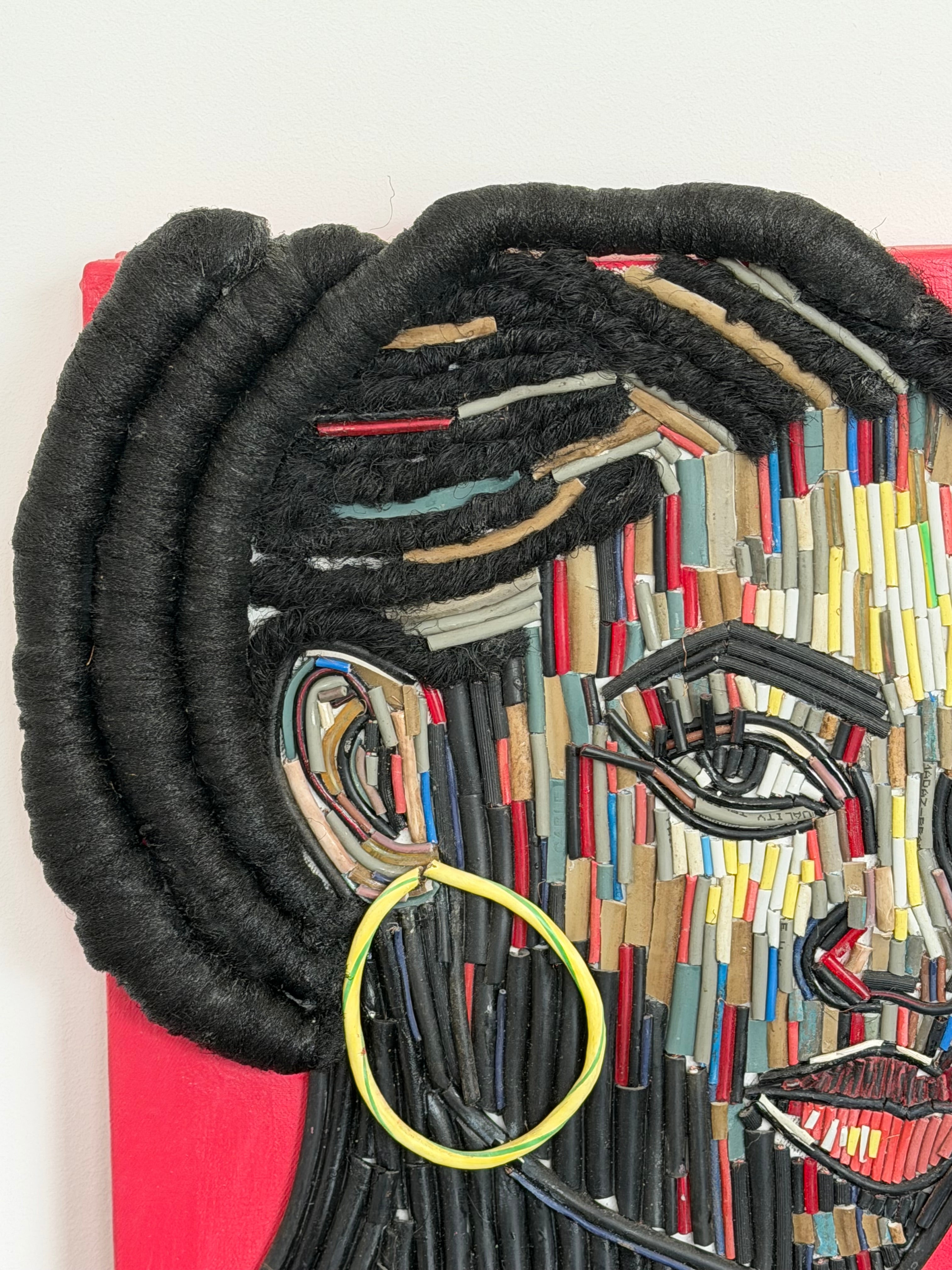 "The Living Circuit" Electronic Cable on Canvas by Patience Adekunle.