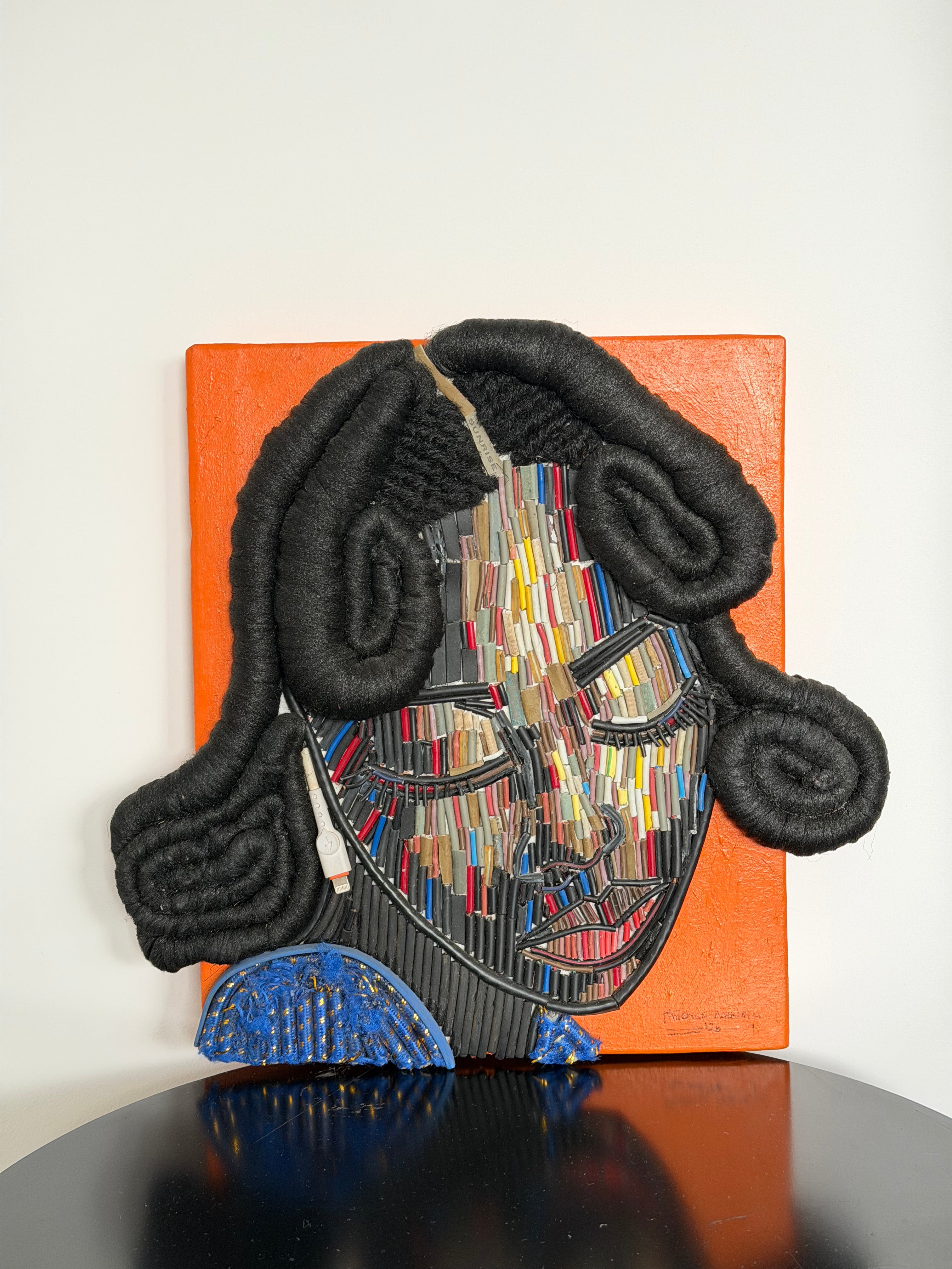 "Steel Like Her" Electronic Cable on Canvas by Patience Adekunle.