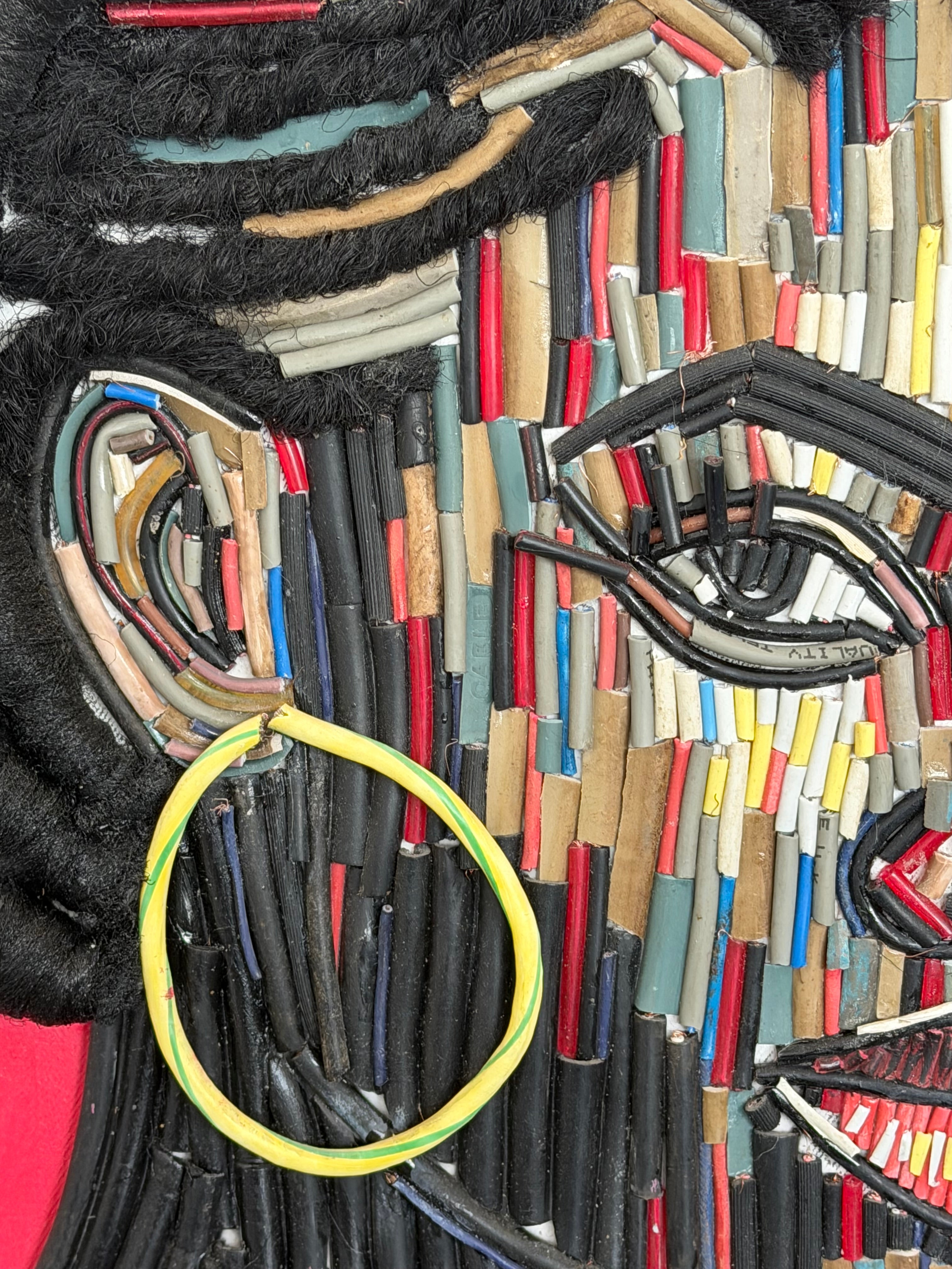 "The Living Circuit" Electronic Cable on Canvas by Patience Adekunle.