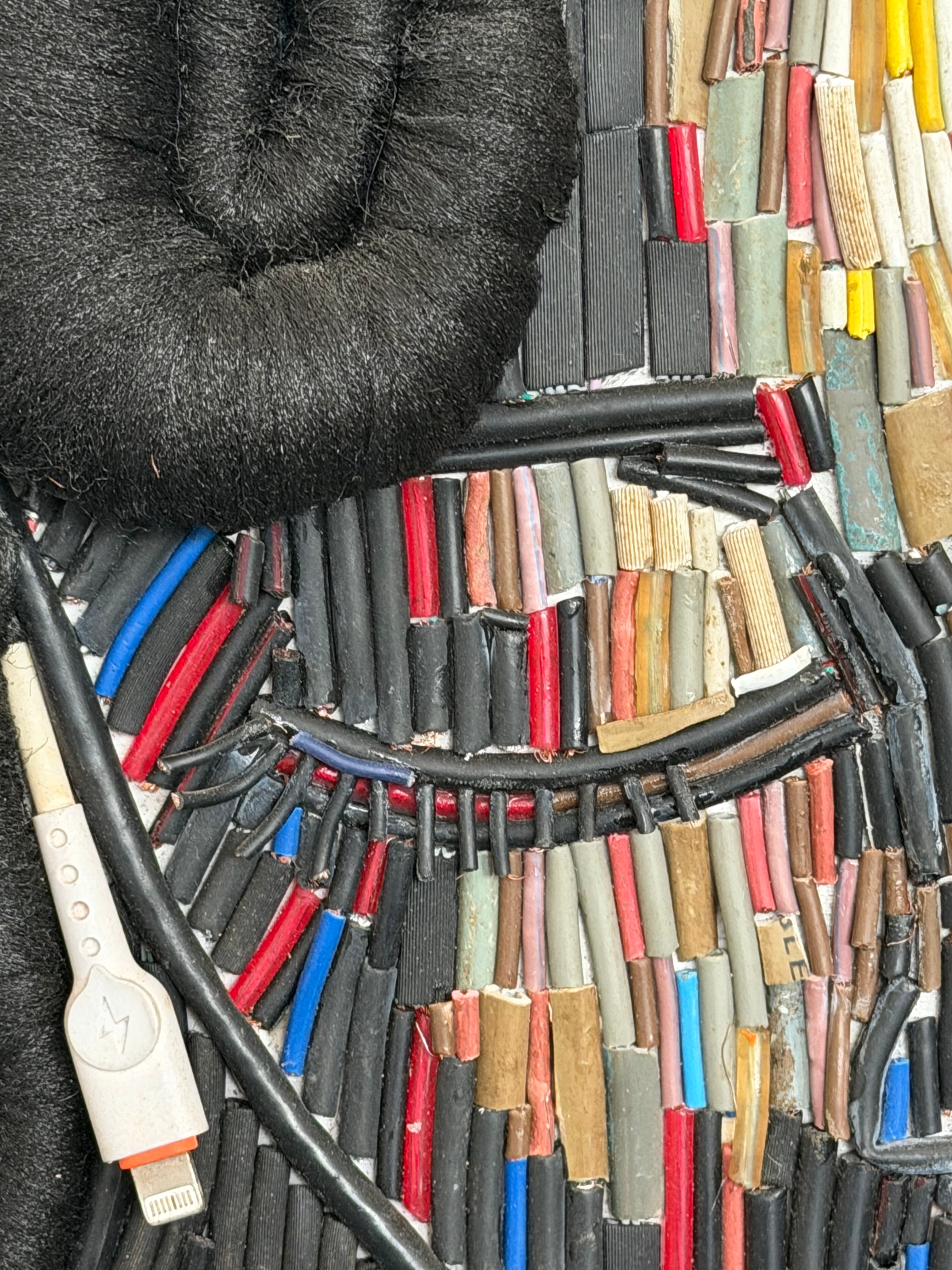 "Steel Like Her" Electronic Cable on Canvas by Patience Adekunle.