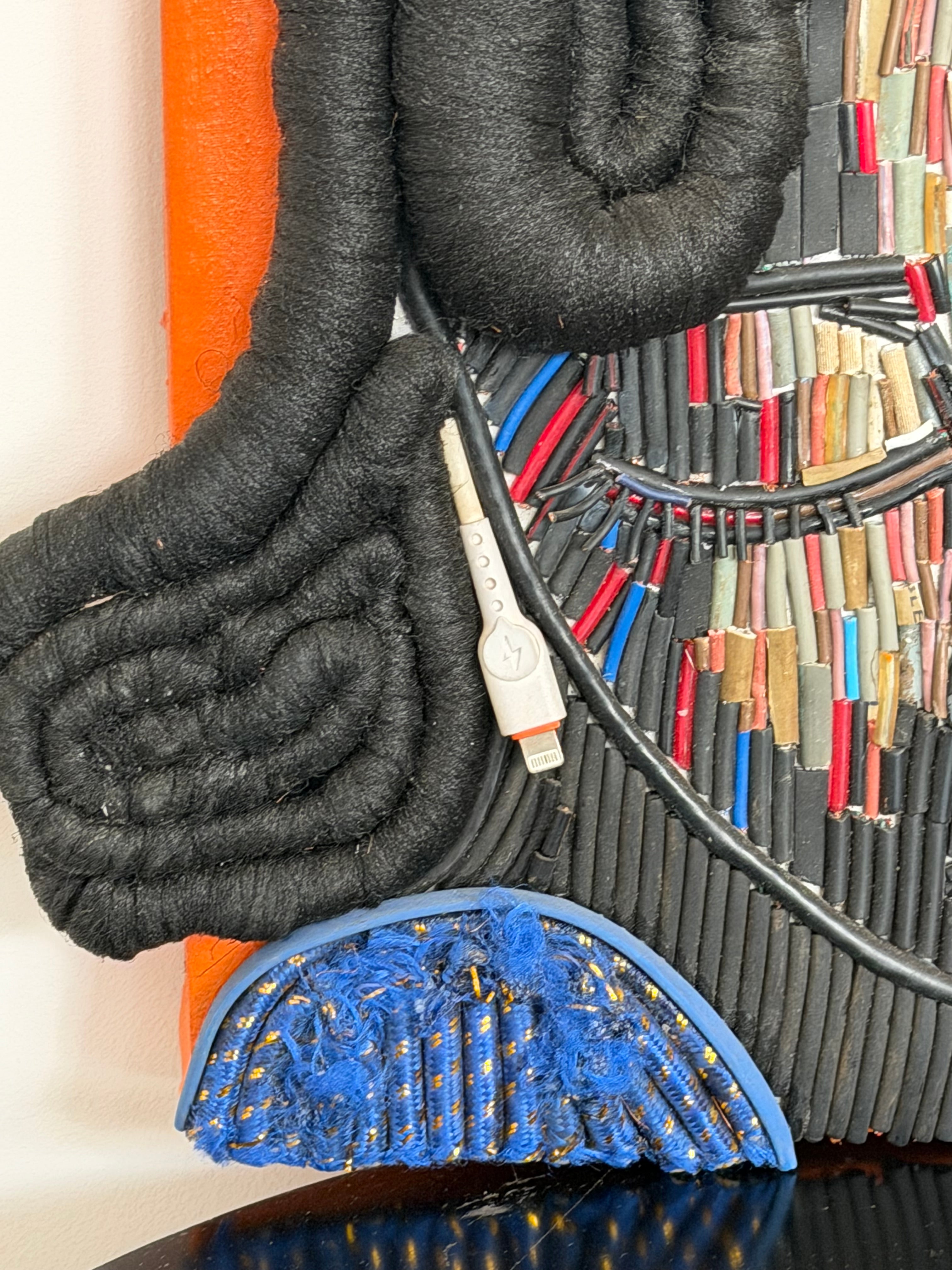 "Steel Like Her" Electronic Cable on Canvas by Patience Adekunle.