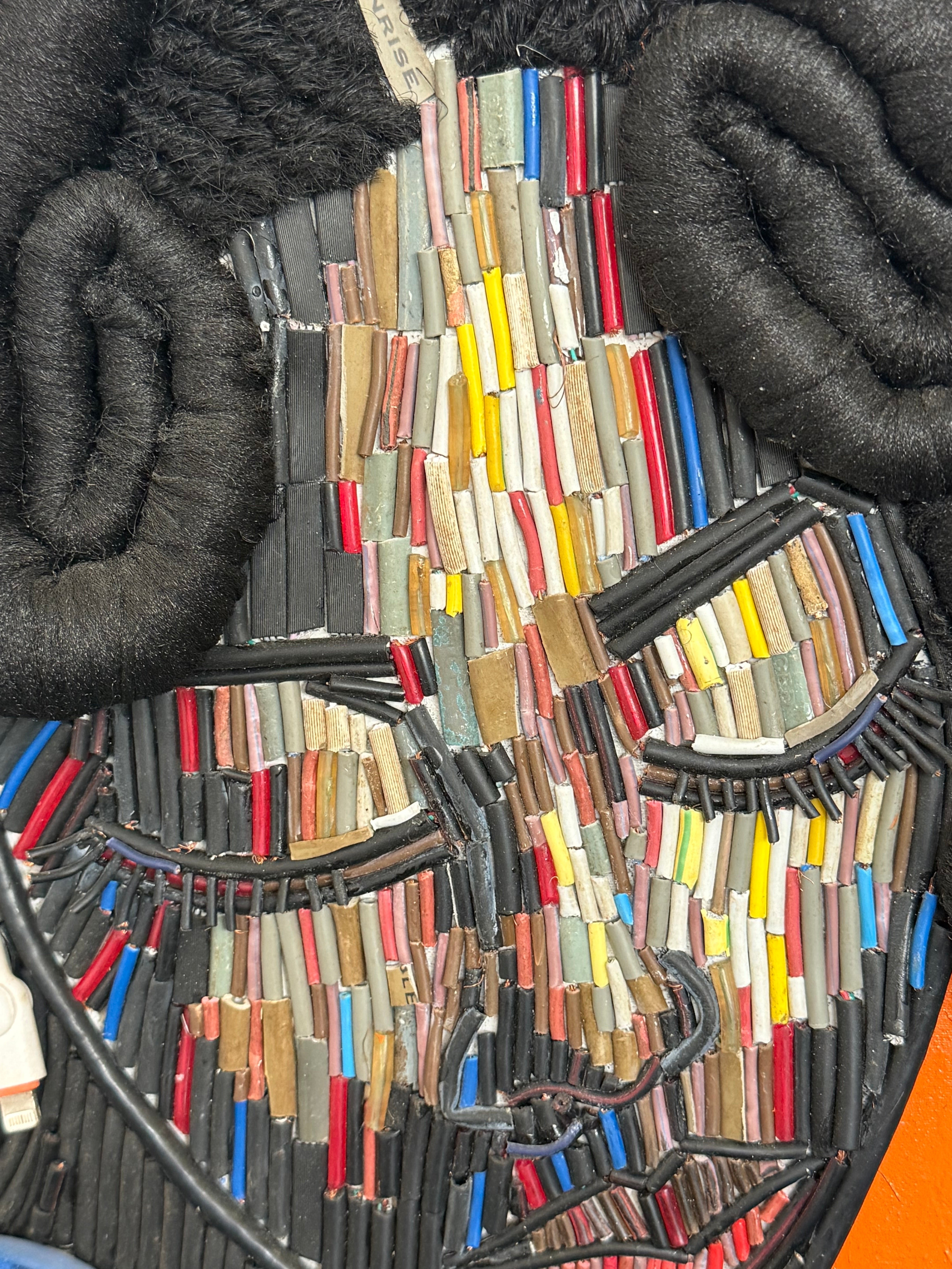 "Steel Like Her" Electronic Cable on Canvas by Patience Adekunle.