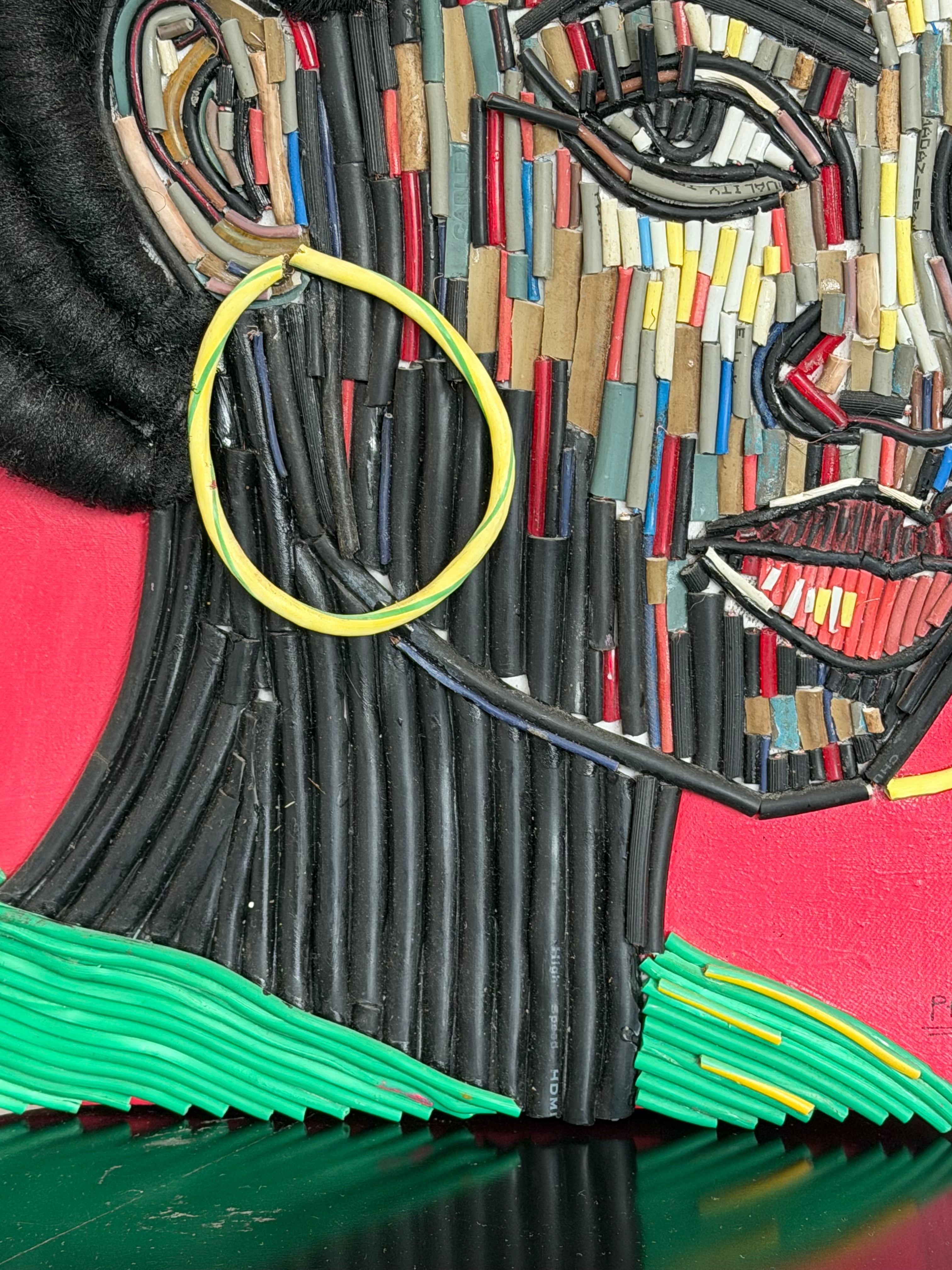"The Living Circuit" Electronic Cable on Canvas by Patience Adekunle.