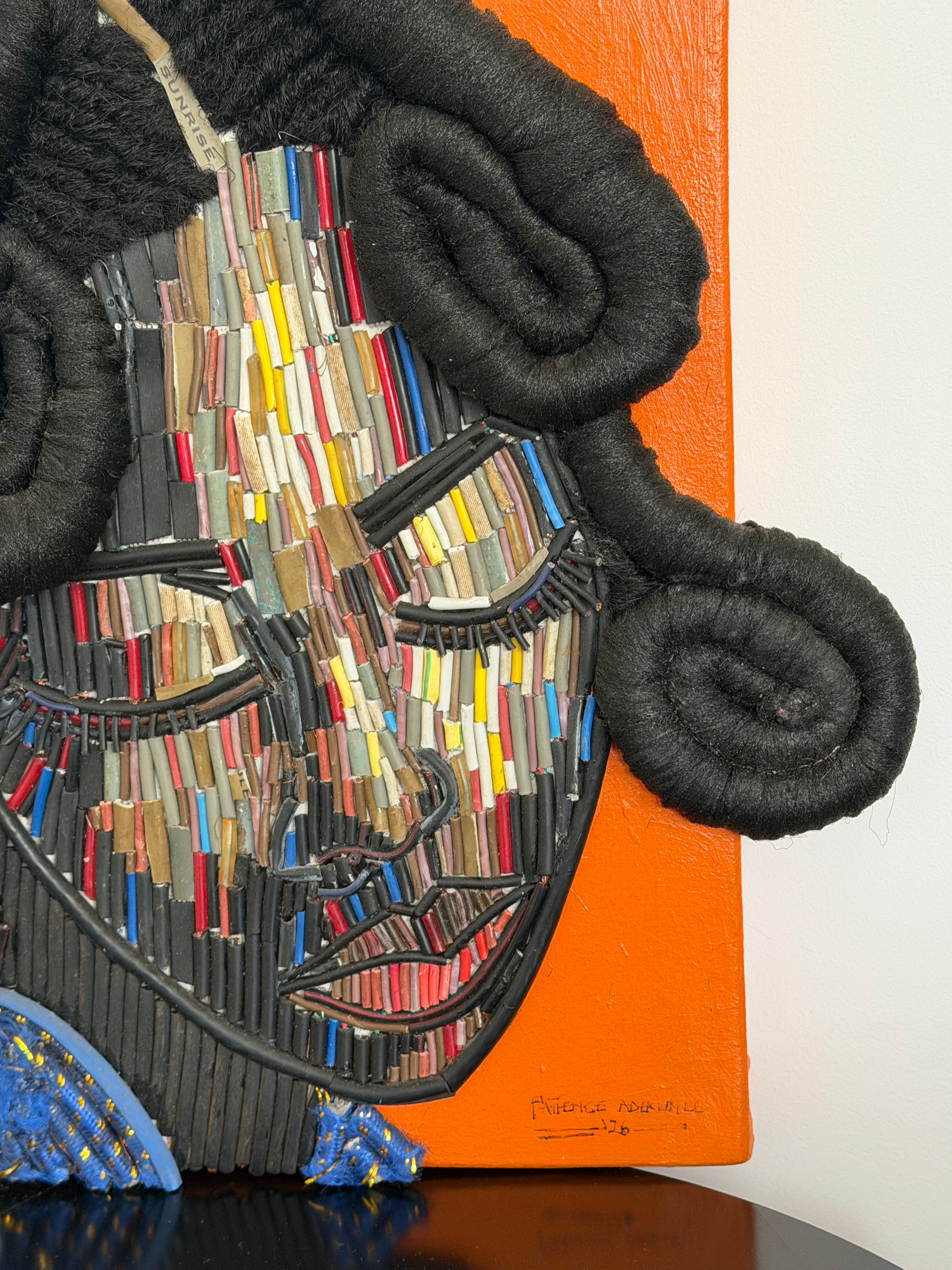 "Steel Like Her" Electronic Cable on Canvas by Patience Adekunle.