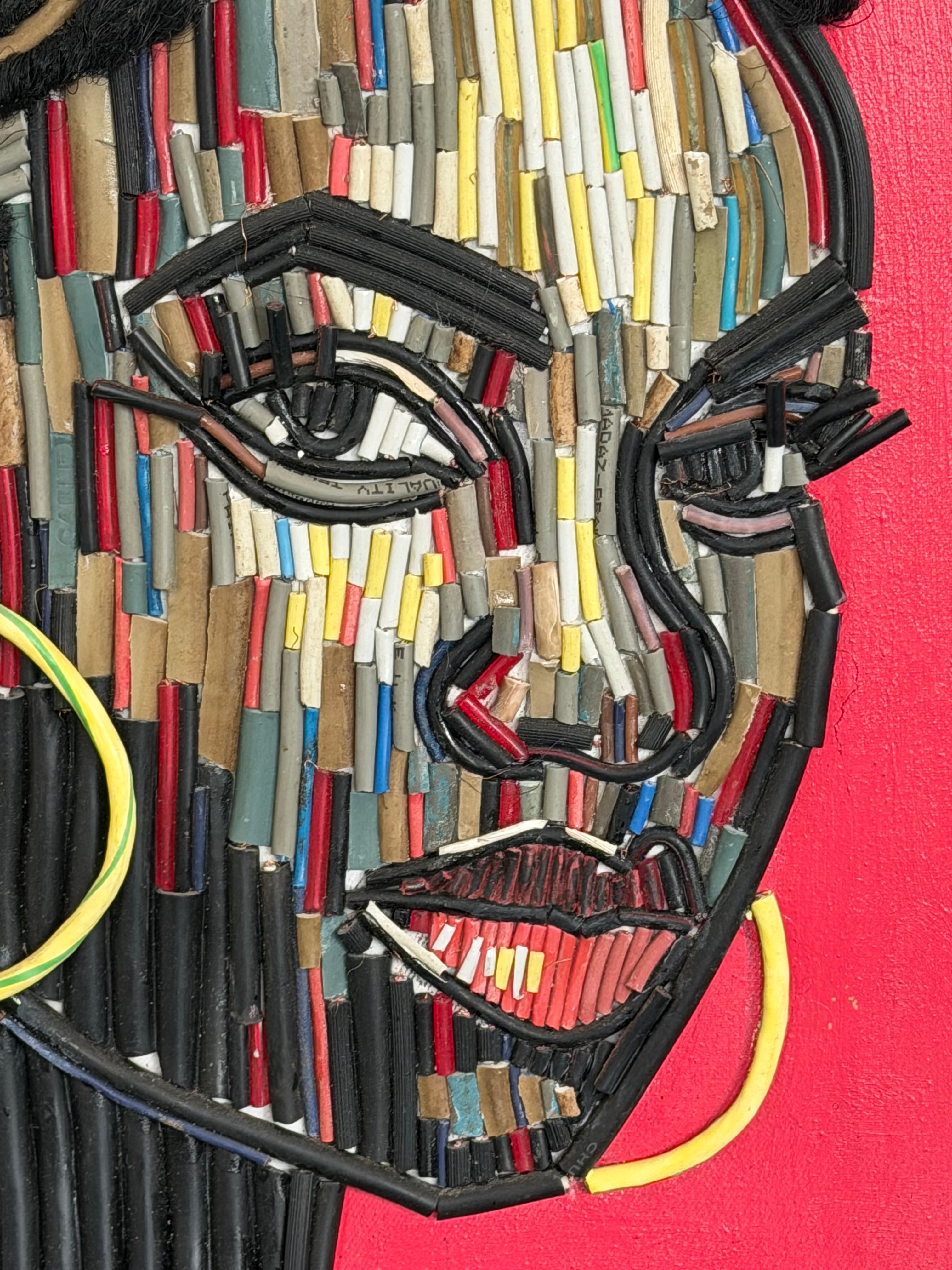 "The Living Circuit" Electronic Cable on Canvas by Patience Adekunle.