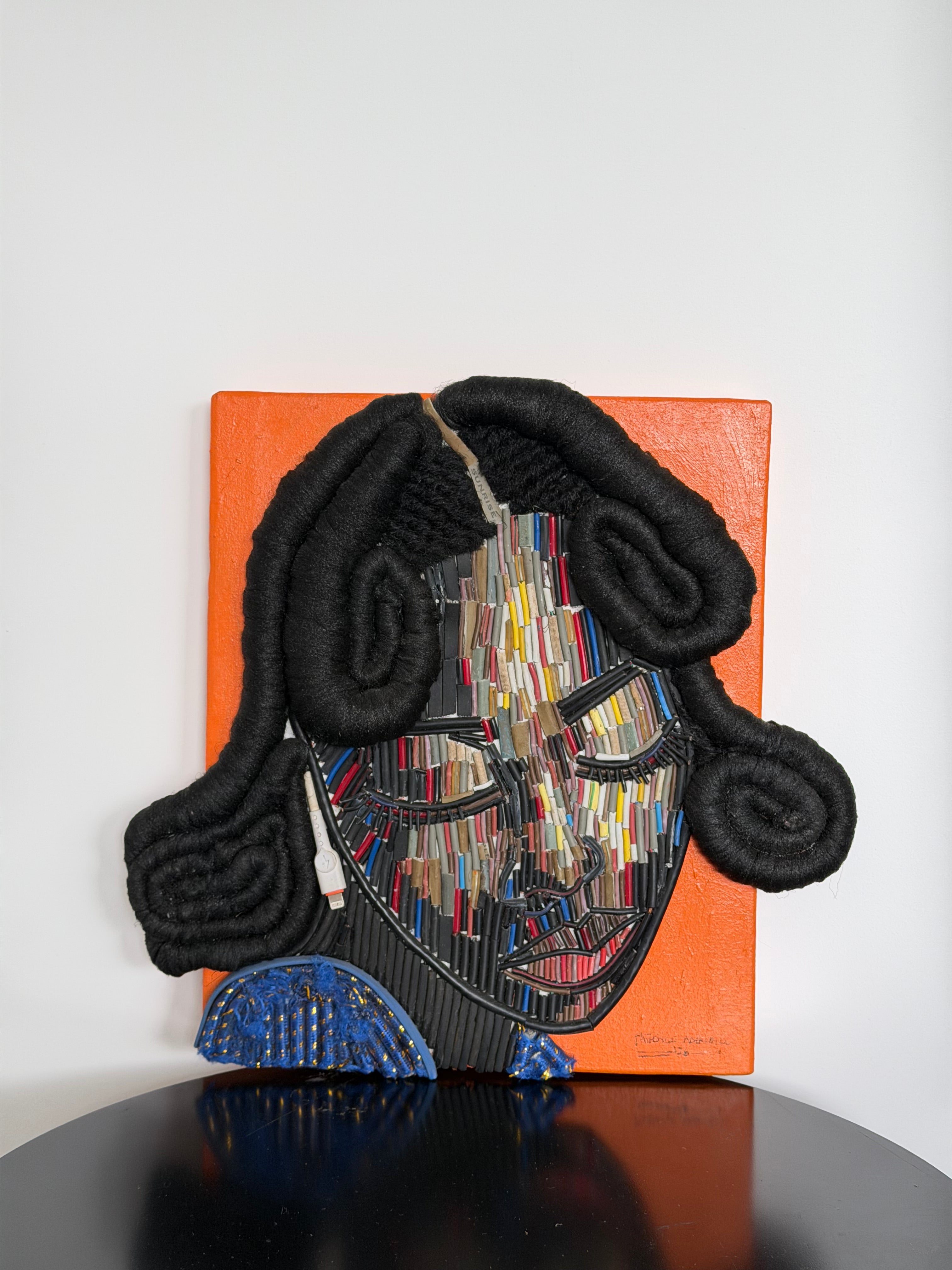 "Steel Like Her" Electronic Cable on Canvas by Patience Adekunle.