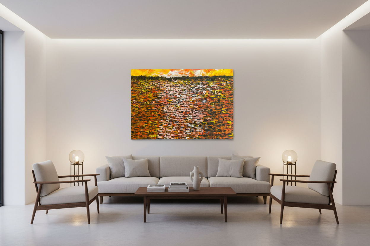 "Rooftops Series" in Yellow/Orange by Akhile Ehiforia