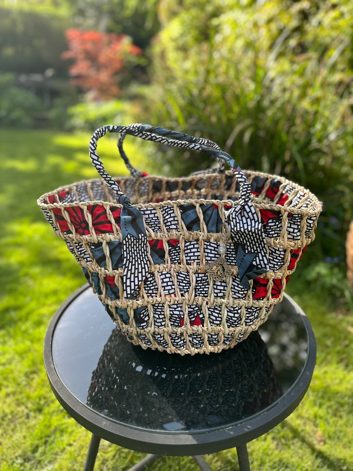 African Handwoven Raffia Basket - Bibianna African Art Collective