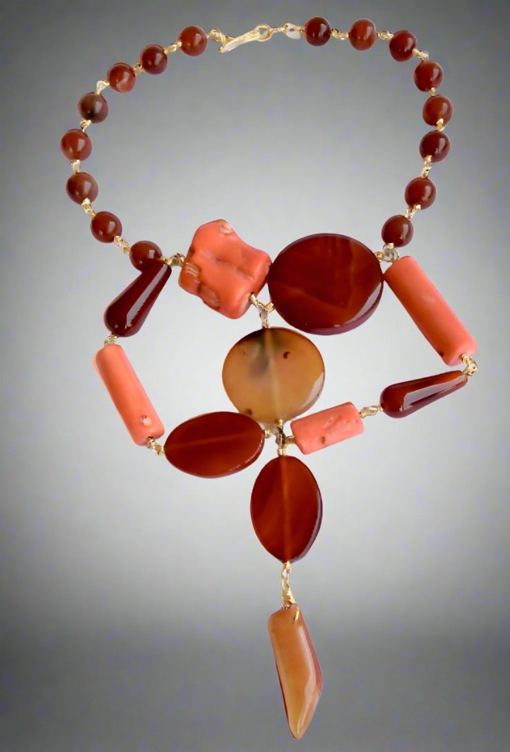 Ariaba Coral Carnelian & Agate Necklace - Bibianna African Art Collective