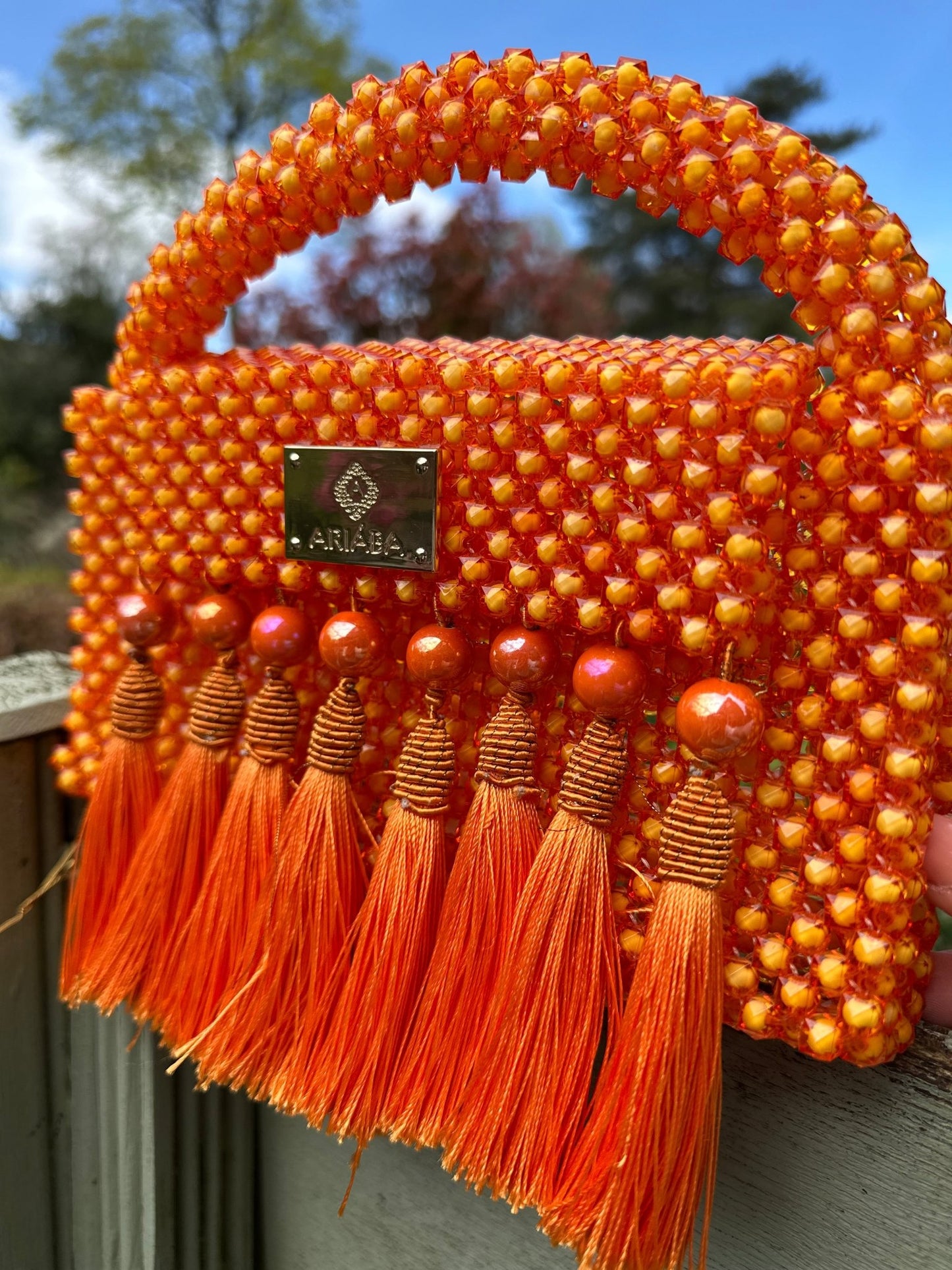 Ariaba Ira Tasseled Bag - Orange - Bibianna African Art Collective