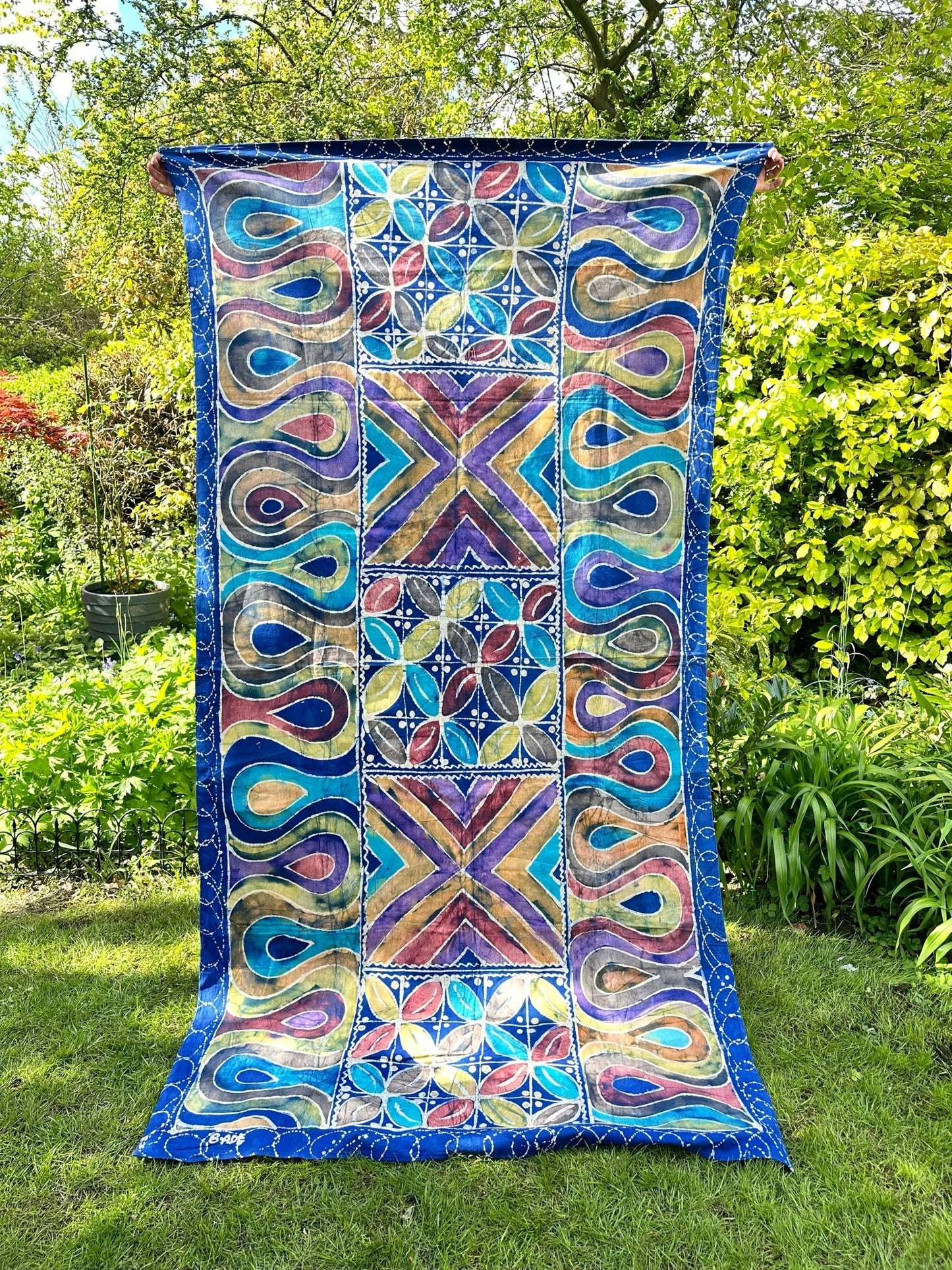 Batik Table cloth/ Beach or picnic blanket. - Multi Coloured - Bibianna African Art Collective