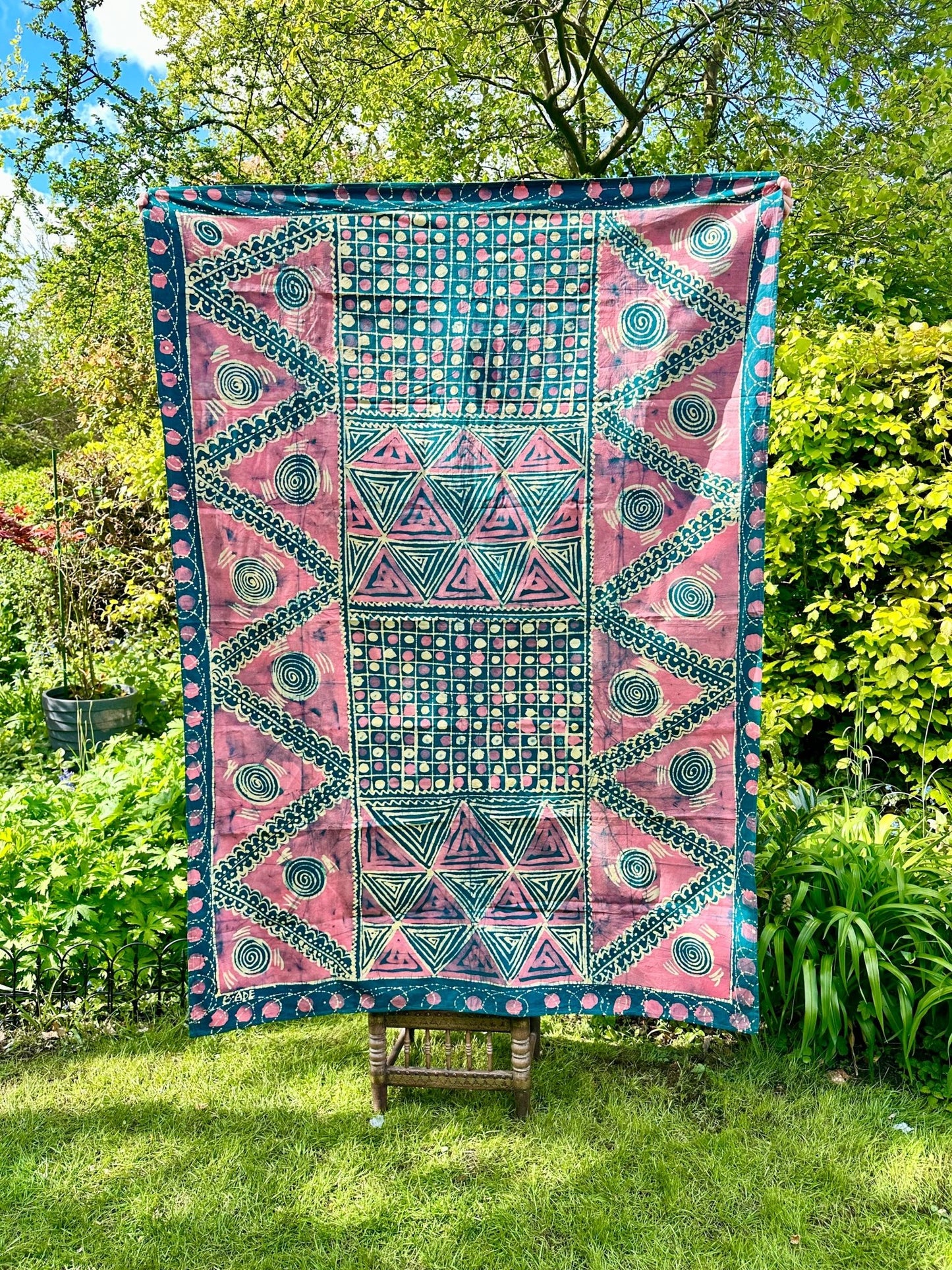 Batik table cloth - Pink/Green - Bibianna African Art Collective