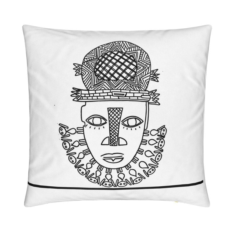 Benin Hip Mask Throw Pillow - Bibianna African Art Collective