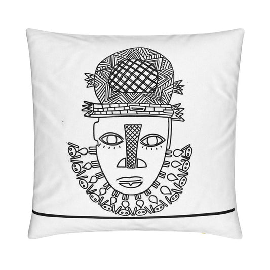 Benin Hip Mask Throw Pillow - Bibianna African Art Collective