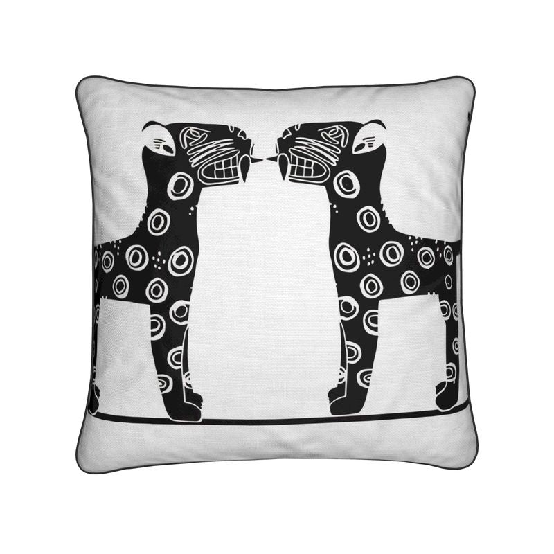 Benin Leopards Throw Pillows - Bibianna African Art Collective