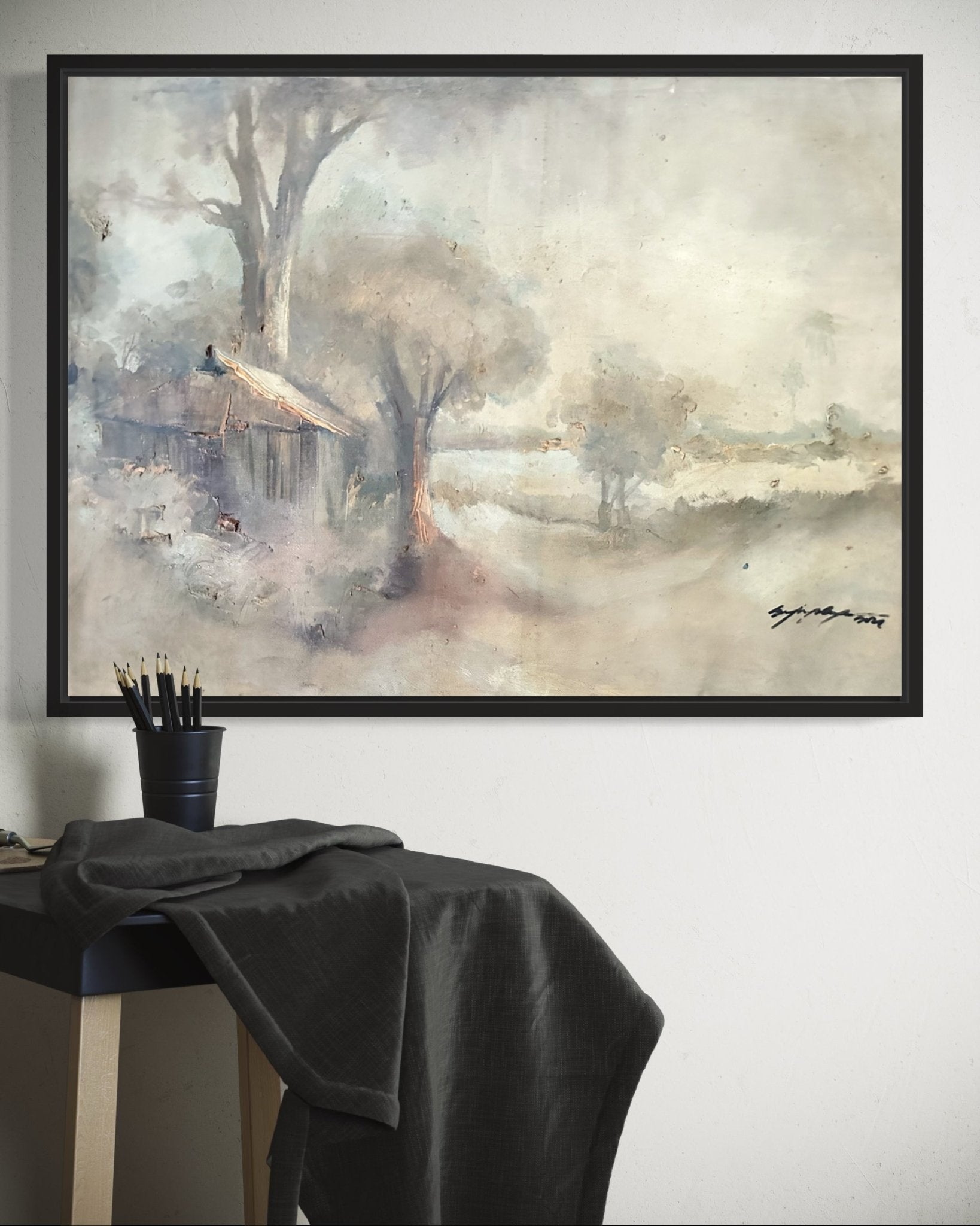 Elegant Pastel Classic Landscape Painting - Bibianna African Art Collective