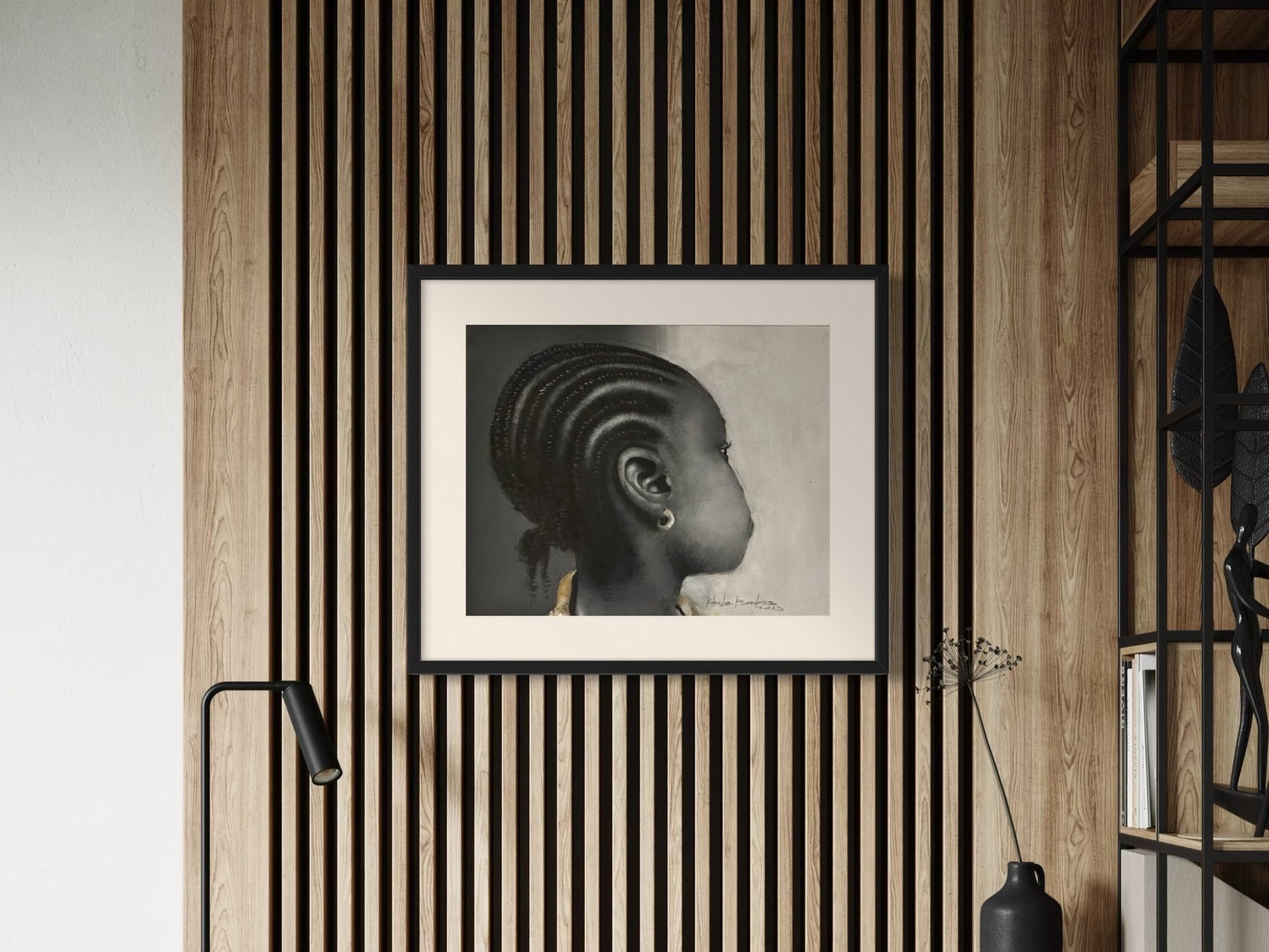 "Ewa" Young Girl With Earring, Acrylic on Canvas - Bibianna African Art Collective