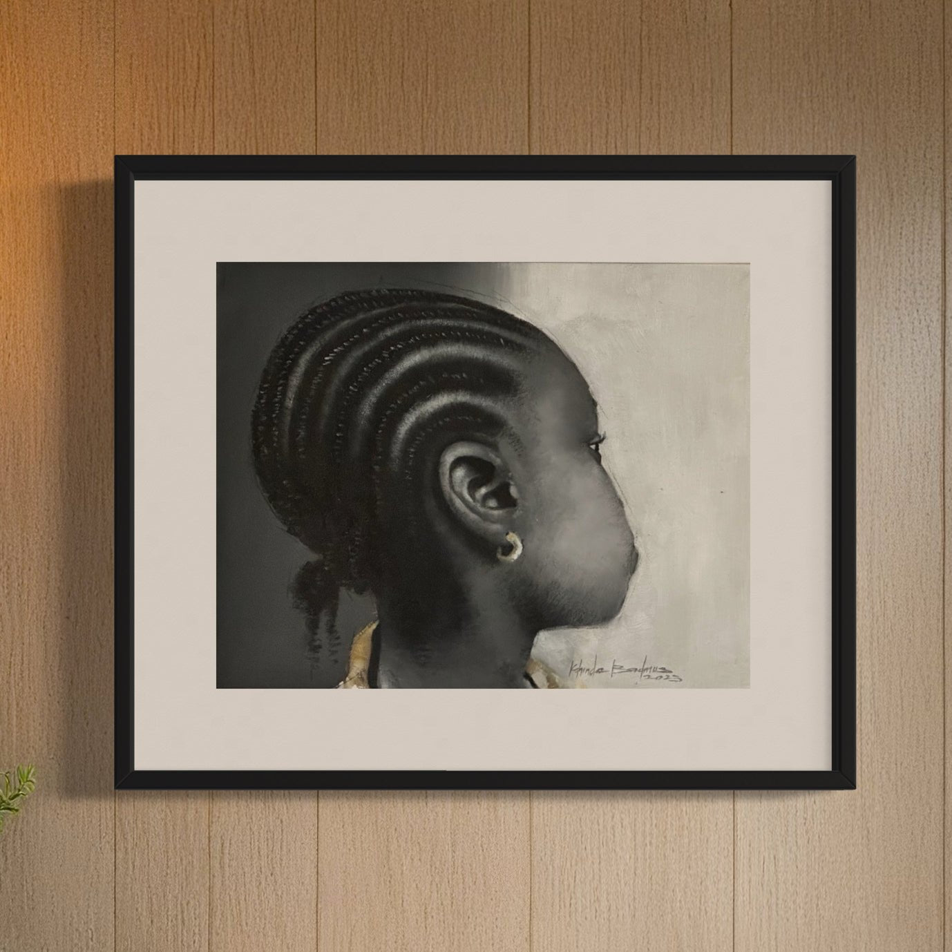"Ewa" Young Girl With Earring, Acrylic on Canvas - Bibianna African Art Collective
