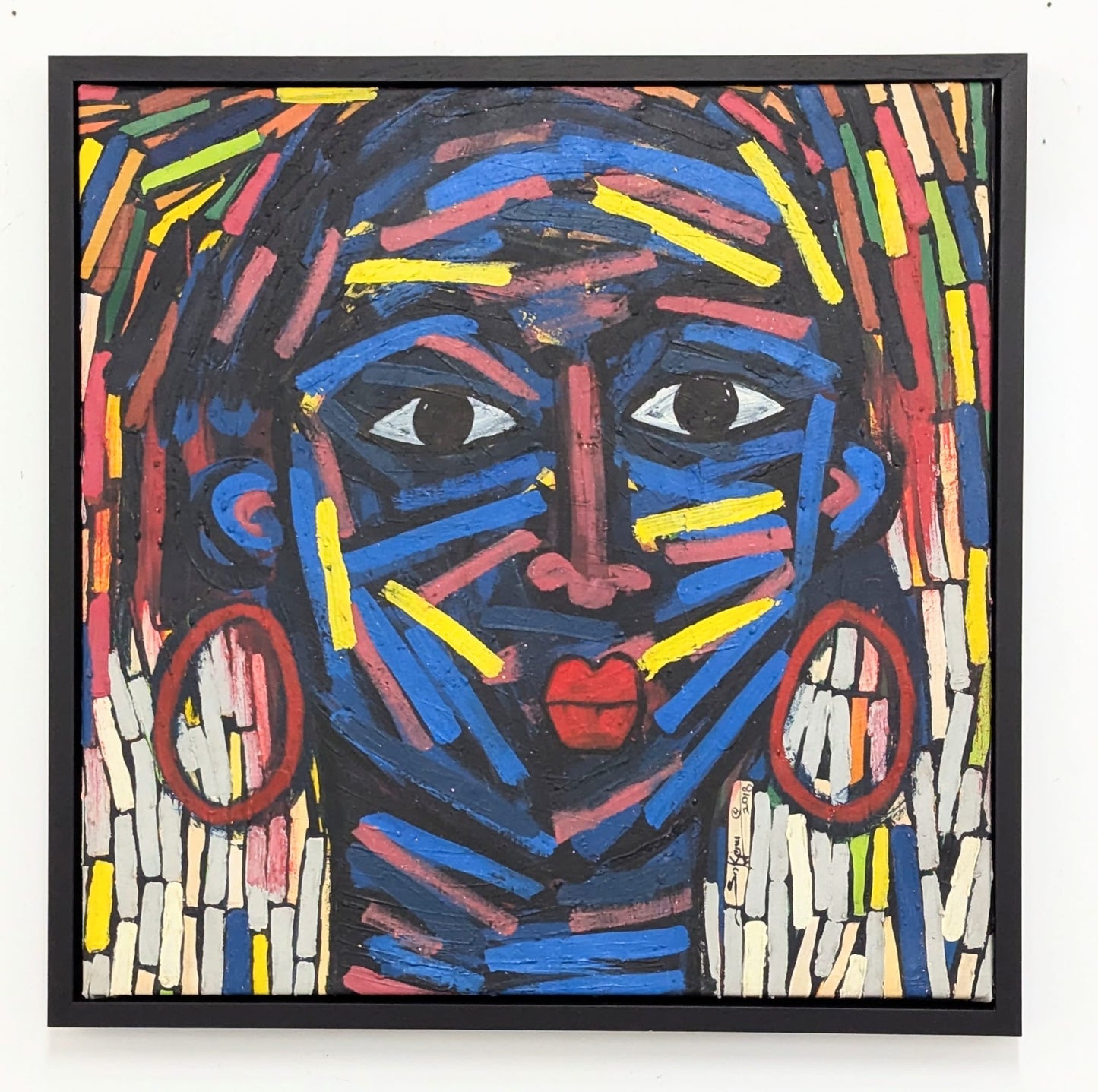 "Face" Textured Line Painting - Bibianna African Art Collective