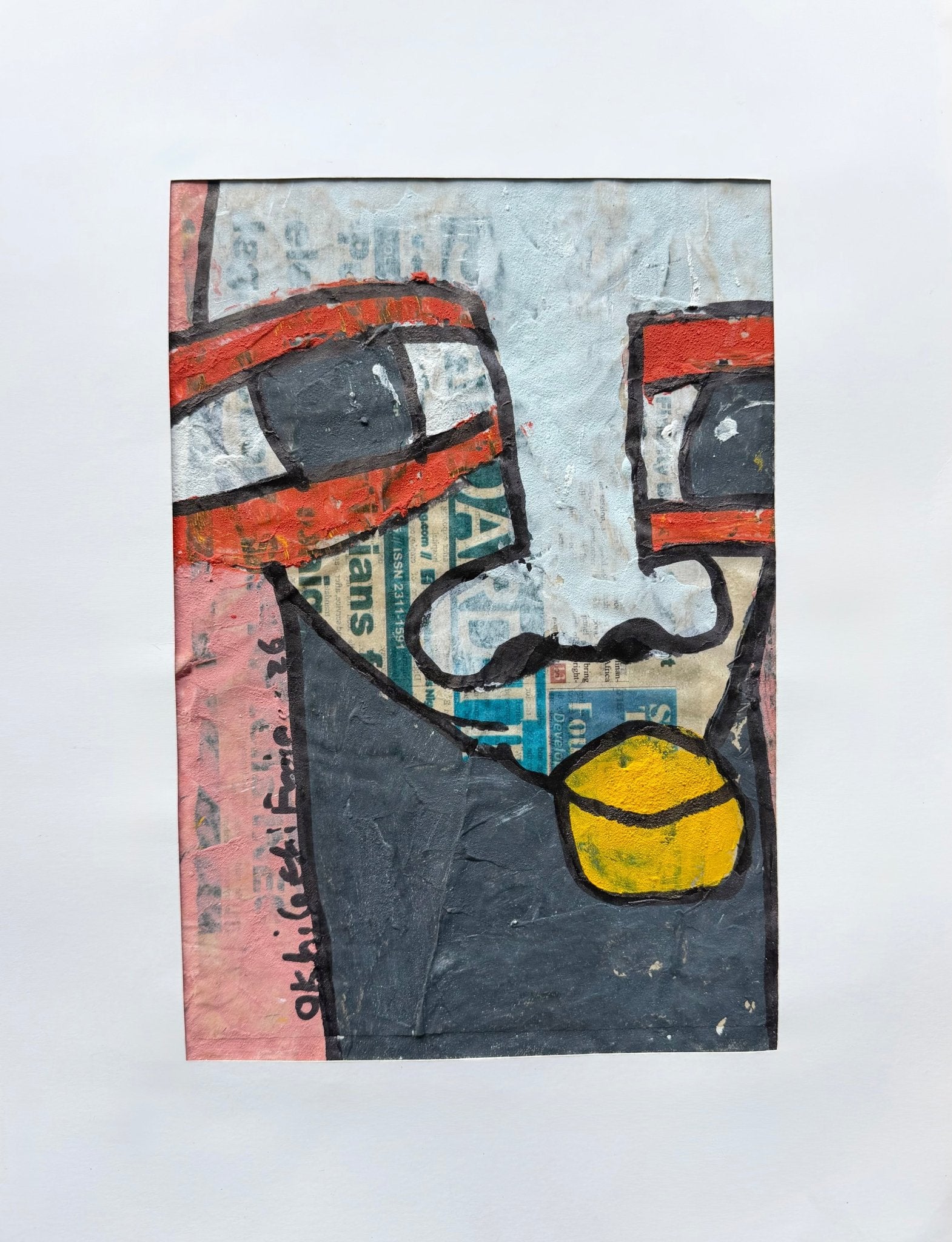 "Faces on Newsprint" in Rose & Scarlet by Akhile Ehiforia - Bibianna African Art Collective