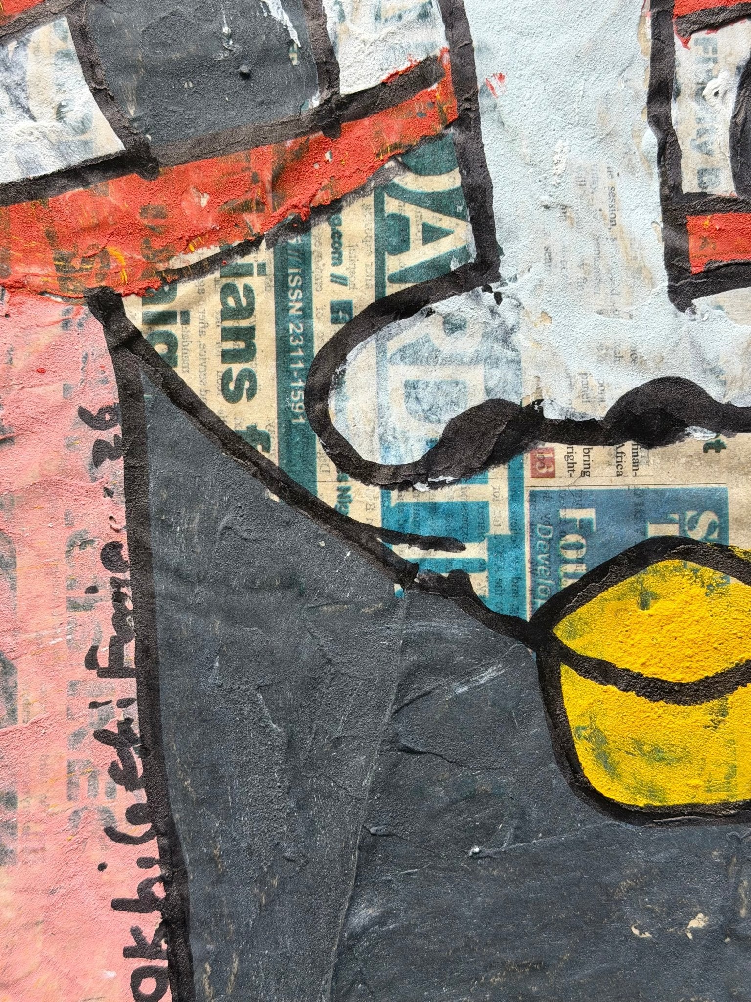 "Faces on Newsprint" in Rose & Scarlet by Akhile Ehiforia - Bibianna African Art Collective